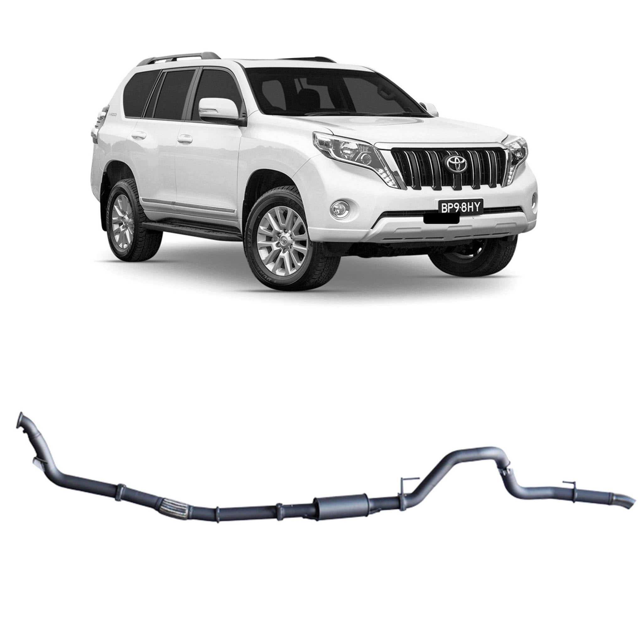 Redback Extreme Duty Exhaust for Toyota Prado 120/150 Series 1KD-FTV (11/2006 - 07/2015) - Resonator (Medium) / Without