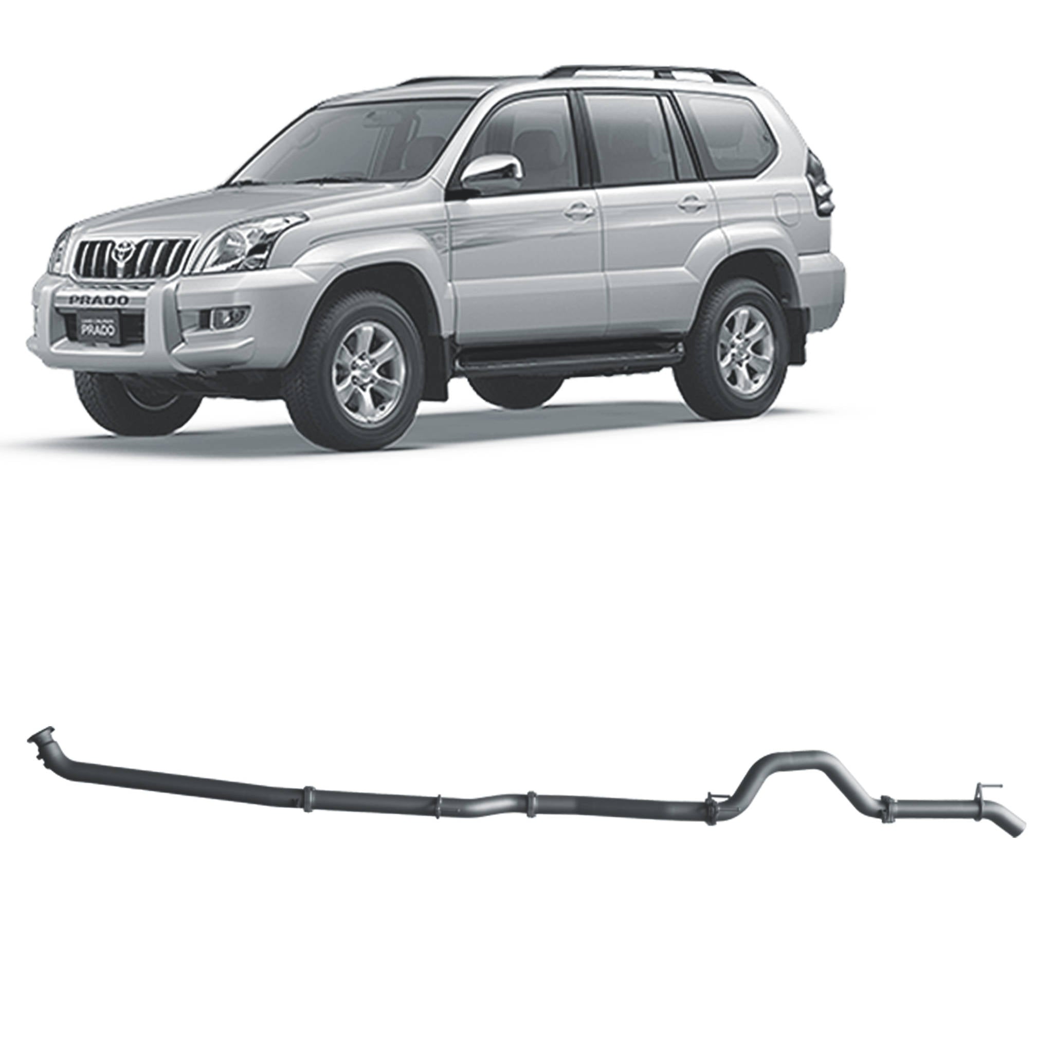 Redback Extreme Duty Exhaust for Toyota Prado 120 Series 1KZ-TE (10/2002 - 10/2006) - Pipe Only (Loud) - 4x4