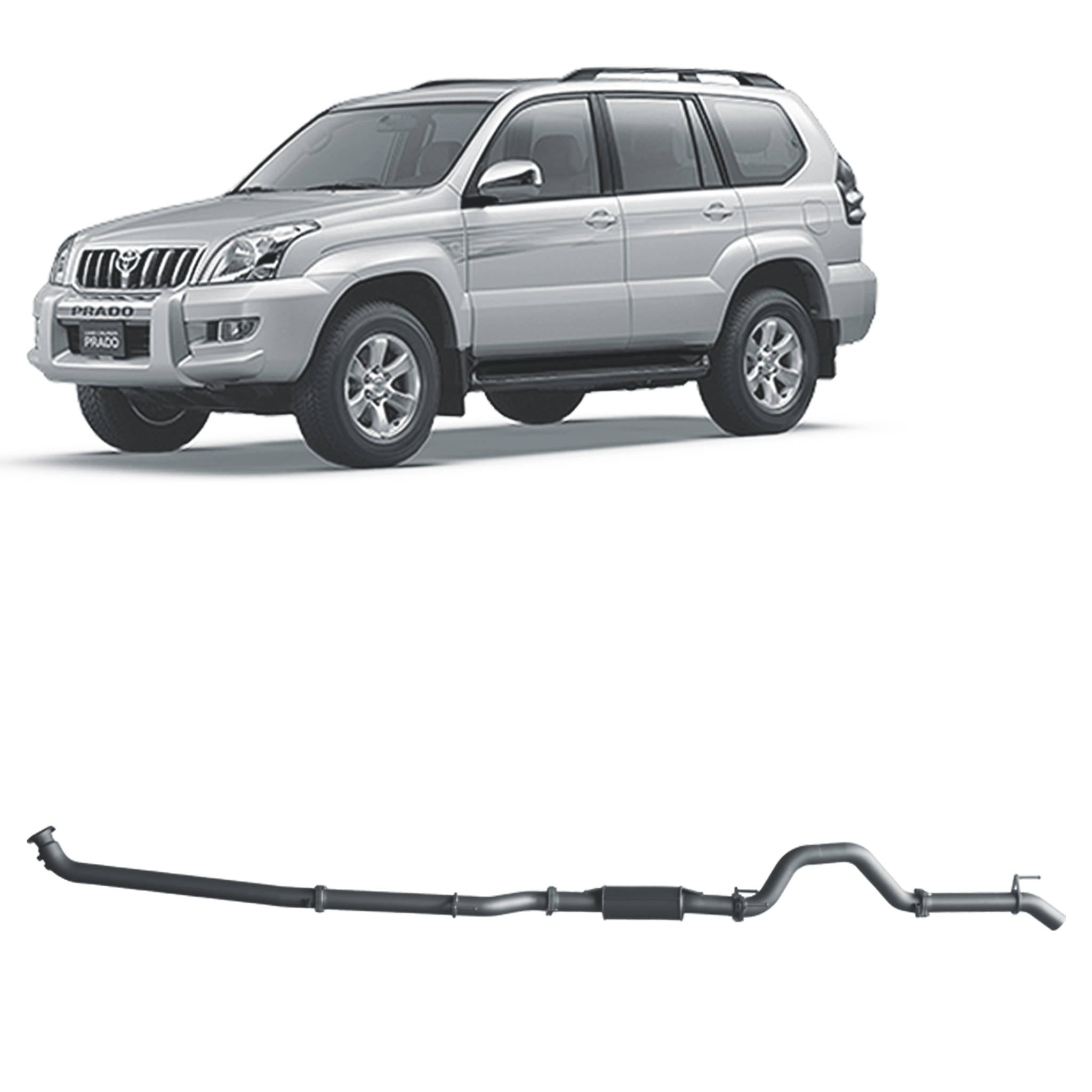 Redback Extreme Duty Exhaust for Toyota Prado 120 Series 1KZ-TE (10/2002 - 10/2006) - Resonator (Medium) - 4x4