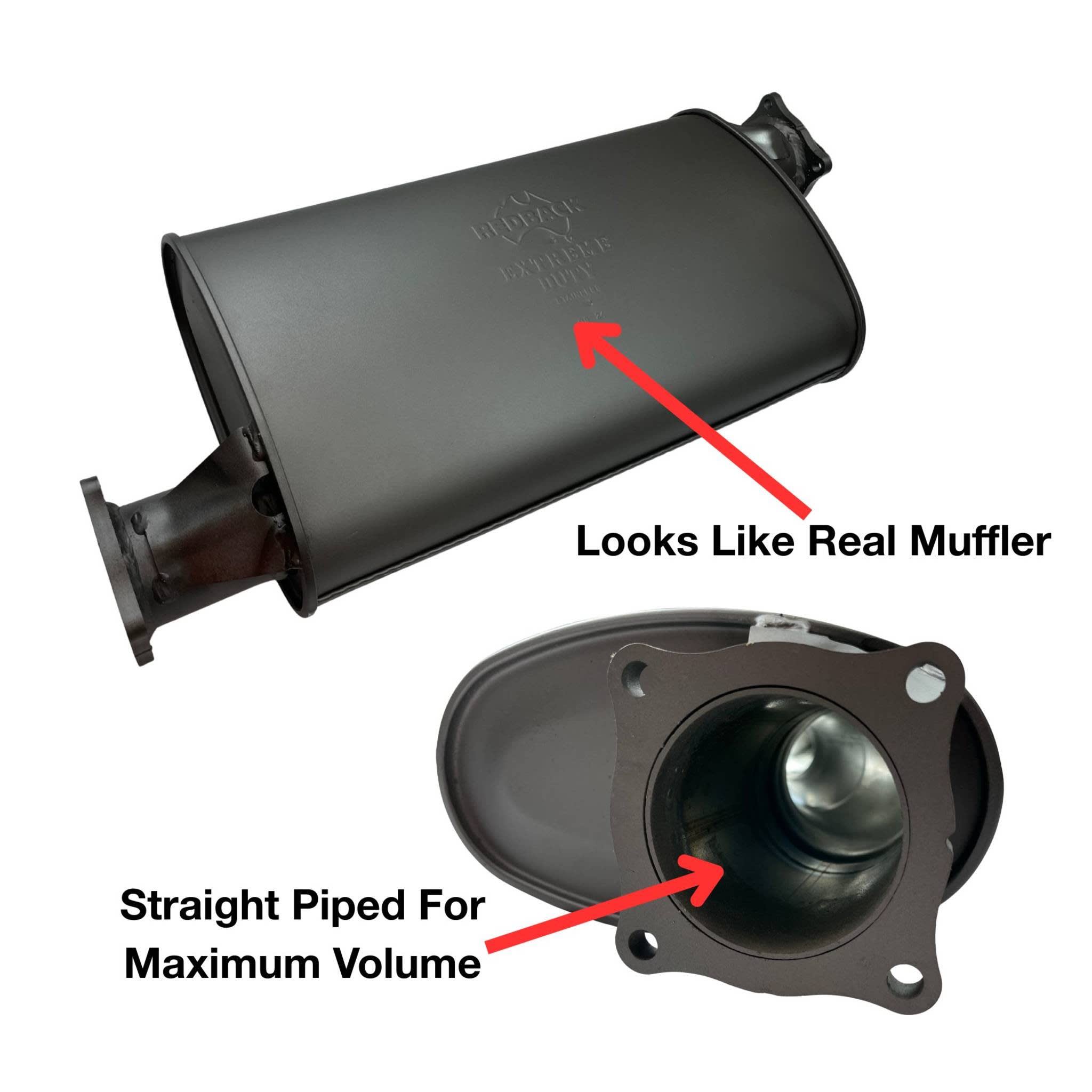 Redback Extreme Duty Straight Piped Muffler (Offset/Offset 5 Round) - 4x4 Muffler Sound Option