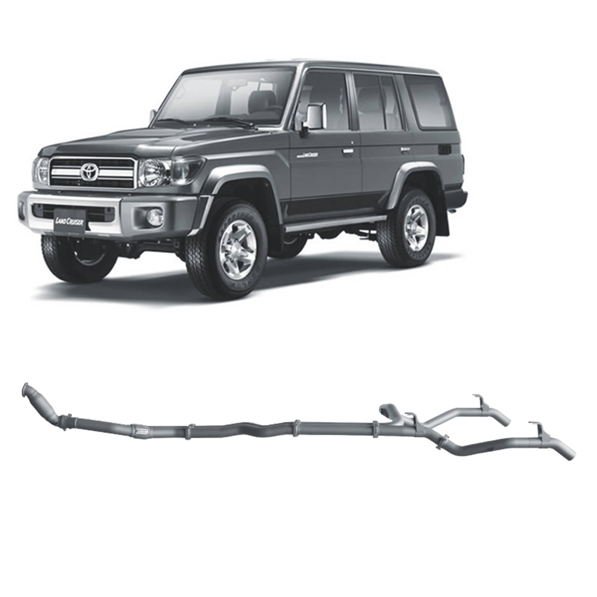 Redback Extreme Duty Twin Exhaust for Toyota 76 Series Landcruiser (03/2007 - 10/2016) - 4x4 Exhaust System