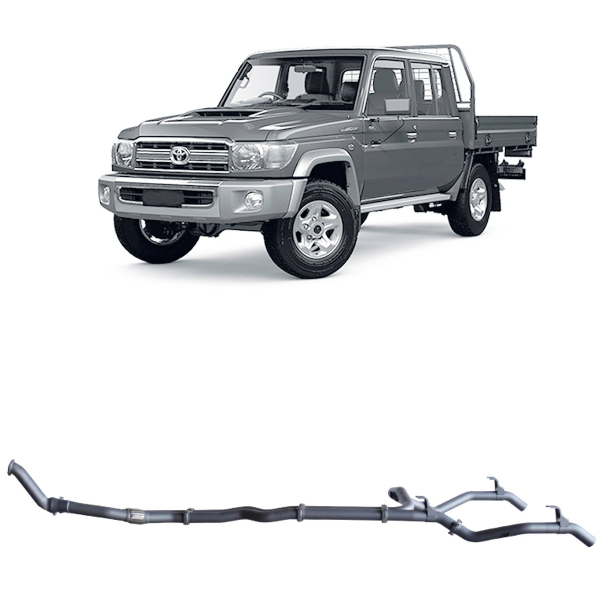 Redback Extreme Duty Twin Exhaust for Toyota Landcruiser 79 Series Double Cab (10/2012 - 10/2016) - Without Cat / Pipe