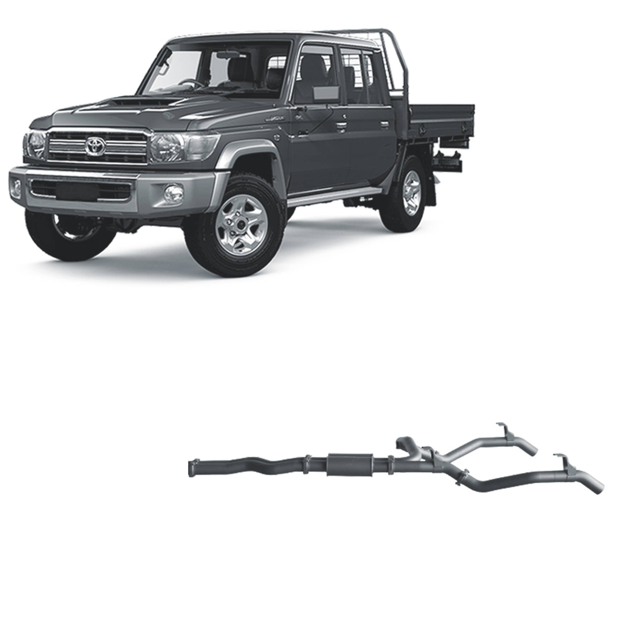 Redback Extreme Duty Twin Exhaust for Toyota Landcruiser 79 Series Single and Double Cab (11/2016 - on) - Resonator