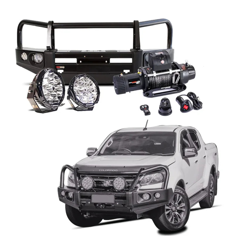 Off-road vehicle accessories featuring the Rockarmor Elite Bullbar and synthetic winch rope
