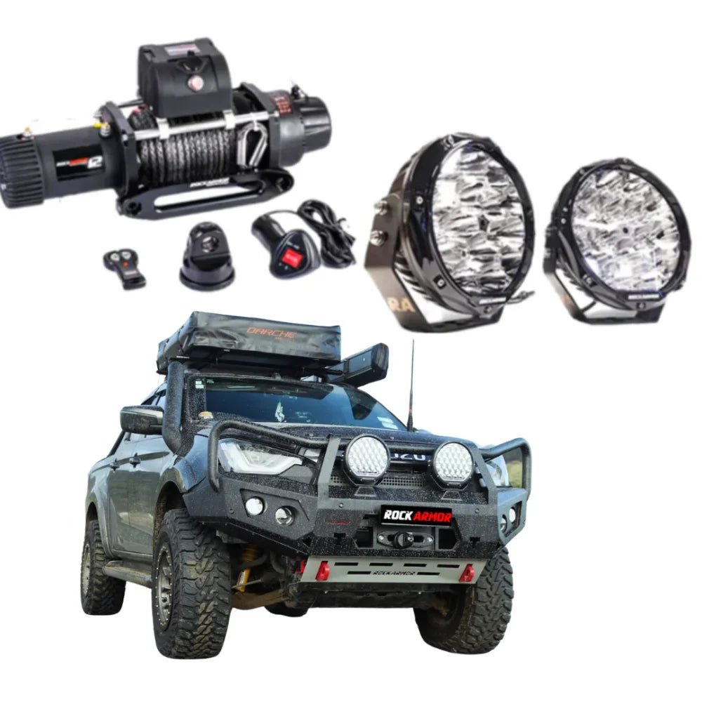 Rockarmor Gt Hoop Steel Bullbar Combo - Isuzu Dmax 08/2020-2024 PFL (Full Bar Replacement) - Winch Bar