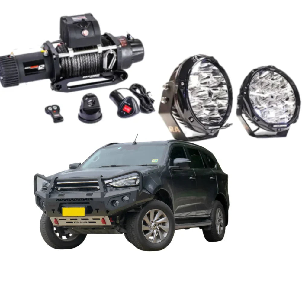 Rockarmor Gt Hoop Steel Bullbar Combo - Isuzu MUX 08/2020-2024 PFL (Full Bar Replacement) - Winch Bar