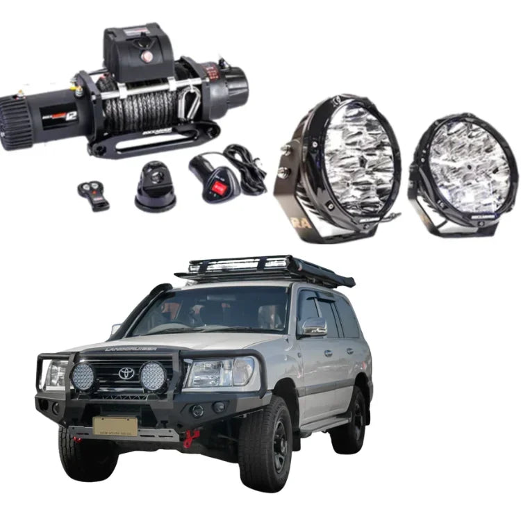 Rockarmor Gt Hoop Steel Bullbar Combo Package - Landcruiser 105 Series 98-07 (Full Bar Replacement) - Winch Bar