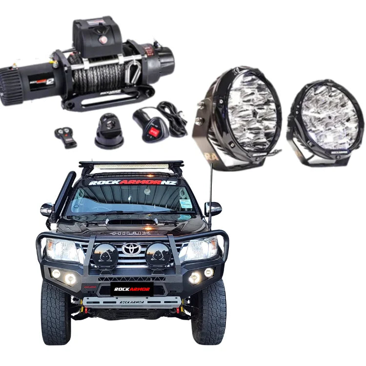 Rockarmor Gt Hoop Steel Bullbar Combo - Toyota Hilux N70 2012-15 - Winch Bar Combo