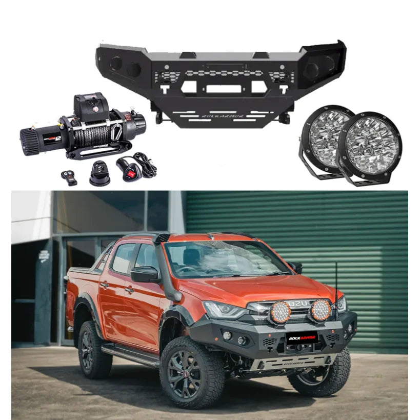 Rockarmor Gt Hoopless Bullbar Frontal Combo Pack - Isuzu Dmax 08/2020-2024 - Winch Bar Combo