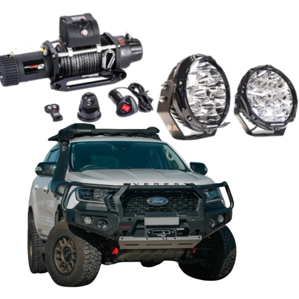 Rockarmor Gt Hoopless Steel Bullbar Combo Ford Everest Ua1 & Ua2 2015-2022 - Winch Bar