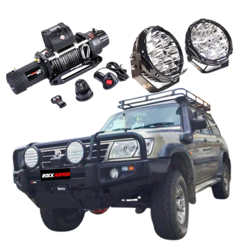 Rockarmor Premium Bullbar Frontal Combo To Suit Nissan Patrol Gu1 97- 09/2004 (Full Bar Replacement) - Winch Bar Combo