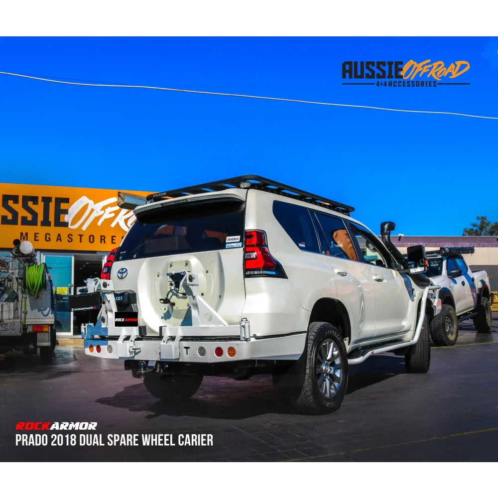 White SUV with rear spare wheel carrier for Toyota Landcruiser 150 Series Gen III Dual