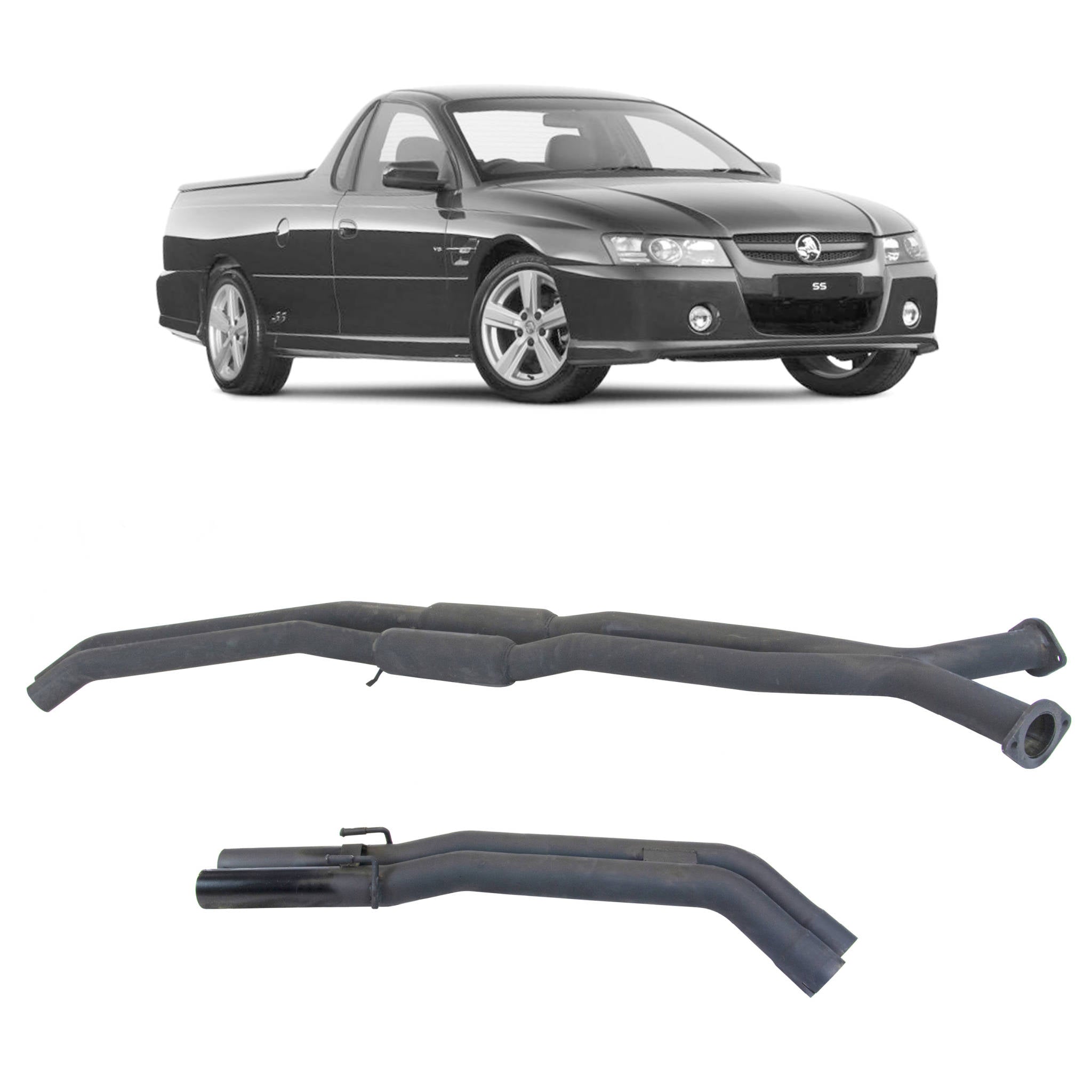 Twin 2.5’’ Catback Exhaust For Holden Commodore VT-VU-VZ V8 Ute and Wagon with Centre Hotdogs and Rear Muffler