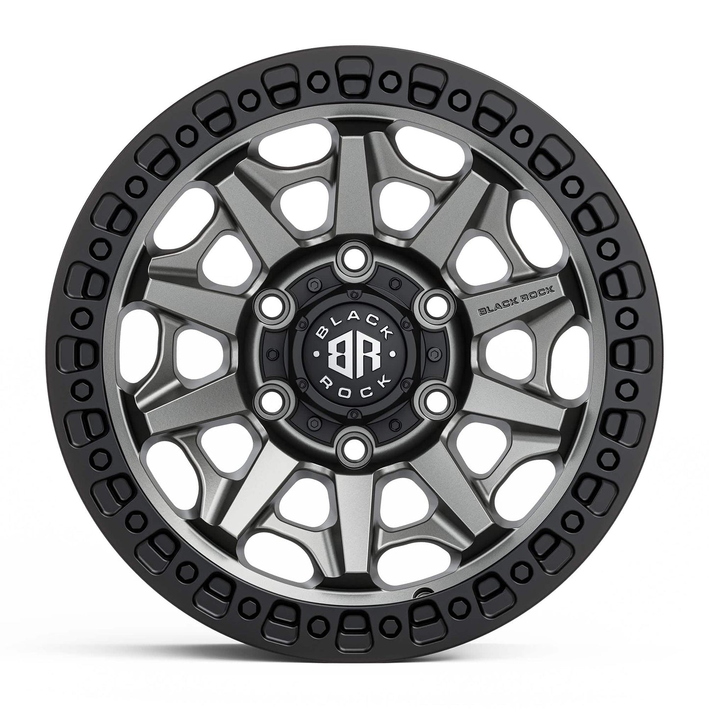 BLACK ROCK CAGE GUNMETAL GREY BLACK RING 18X9 +18 6X139.7