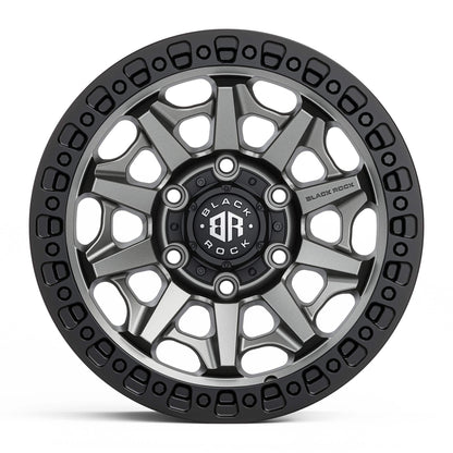 BLACK ROCK CAGE GUNMETAL GREY BLACK RING 18X9 +18 6X139.7