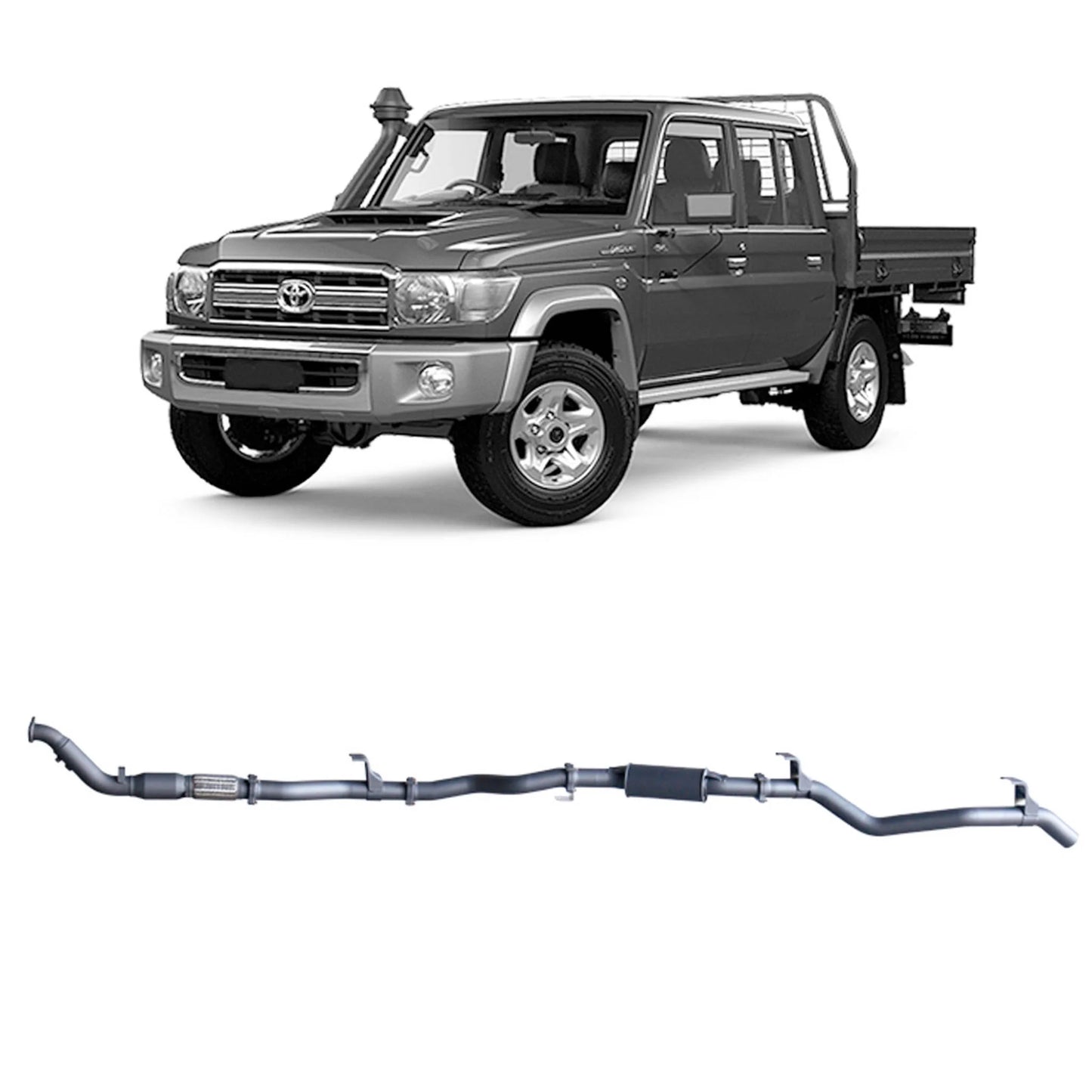 Redback Extreme Duty Exhaust for Toyota Landcruiser 79 Series with Auxiliary Fuel Tank (11/2016 onwards)