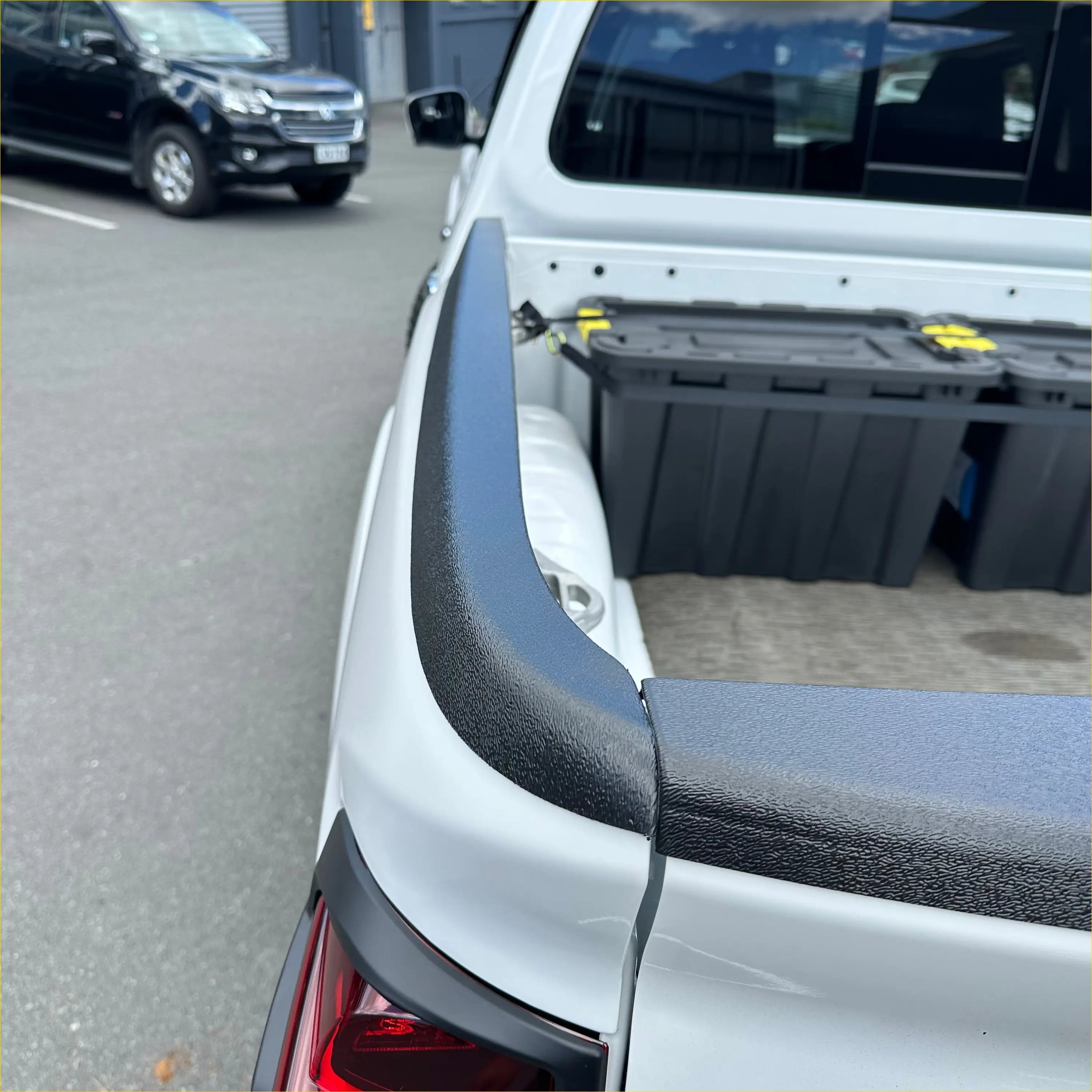 Bedside Rail Covers-3 Piece Set Nissan Navara 2021+ Textured Black - Tailgate cover