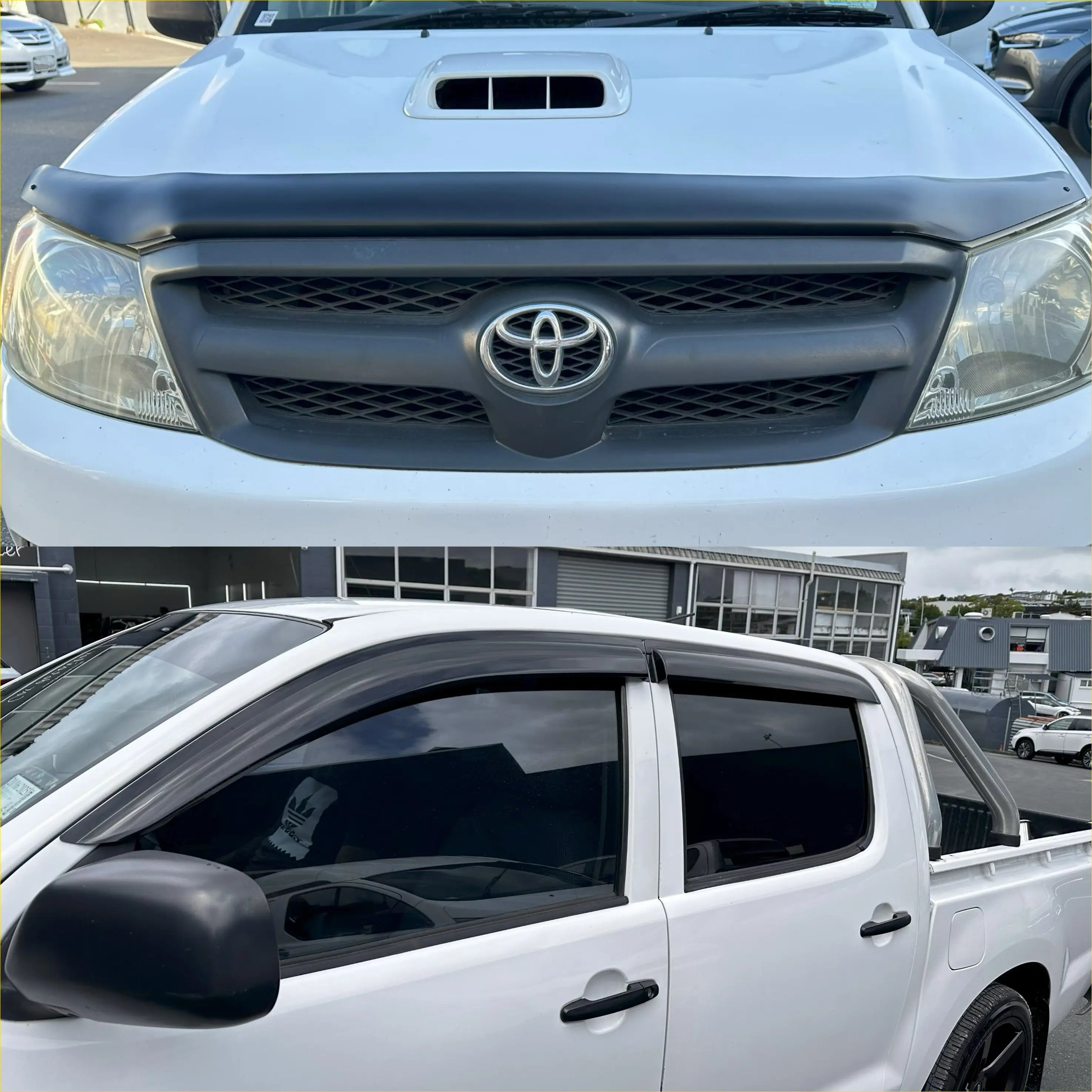 Bonnet Guard Matte Black and Monsoon Toyota Hilux 2005-2012 - Door Visor &