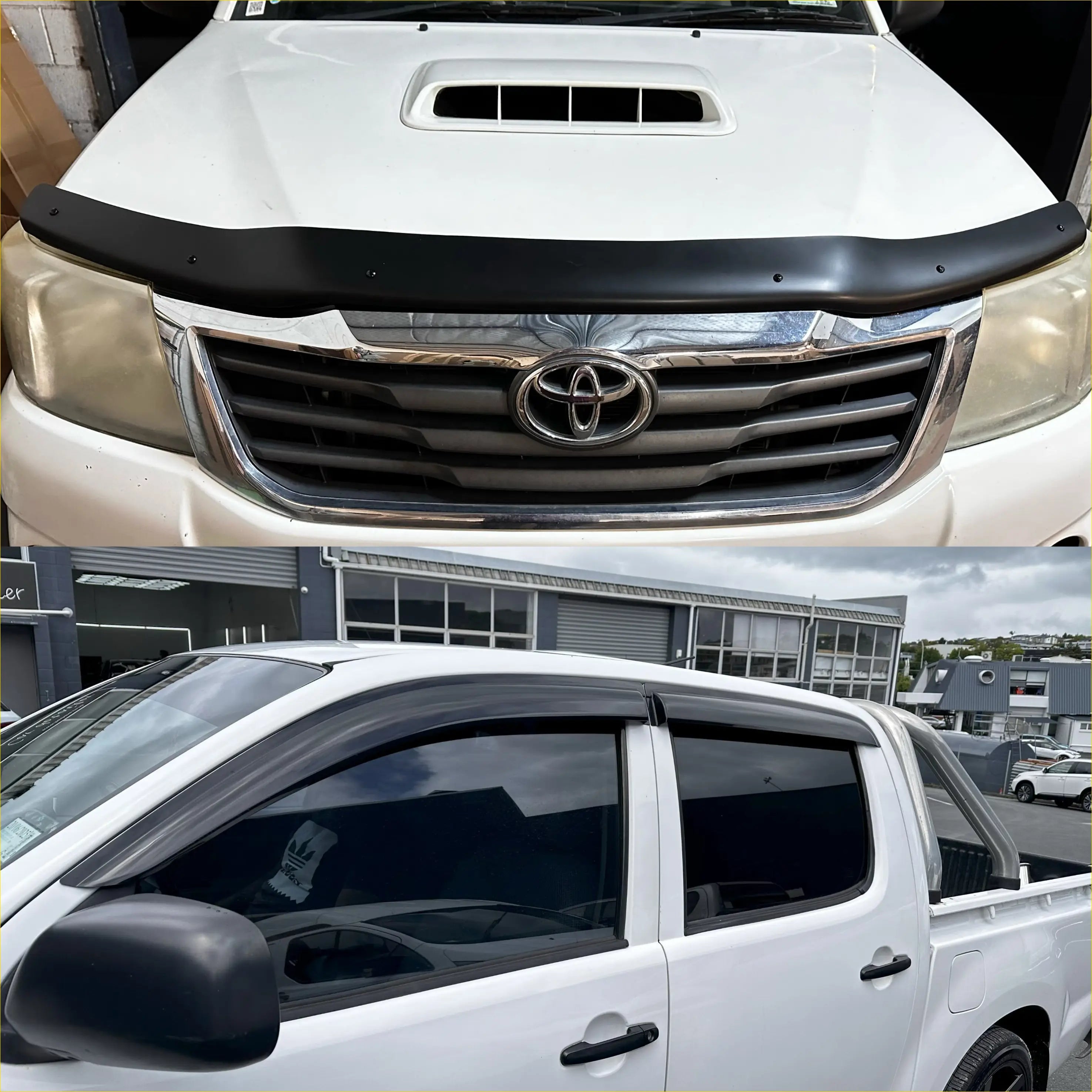Bonnet Guard Matte Black and Monsoon Toyota Hilux 2012-2015 - Door Visor &