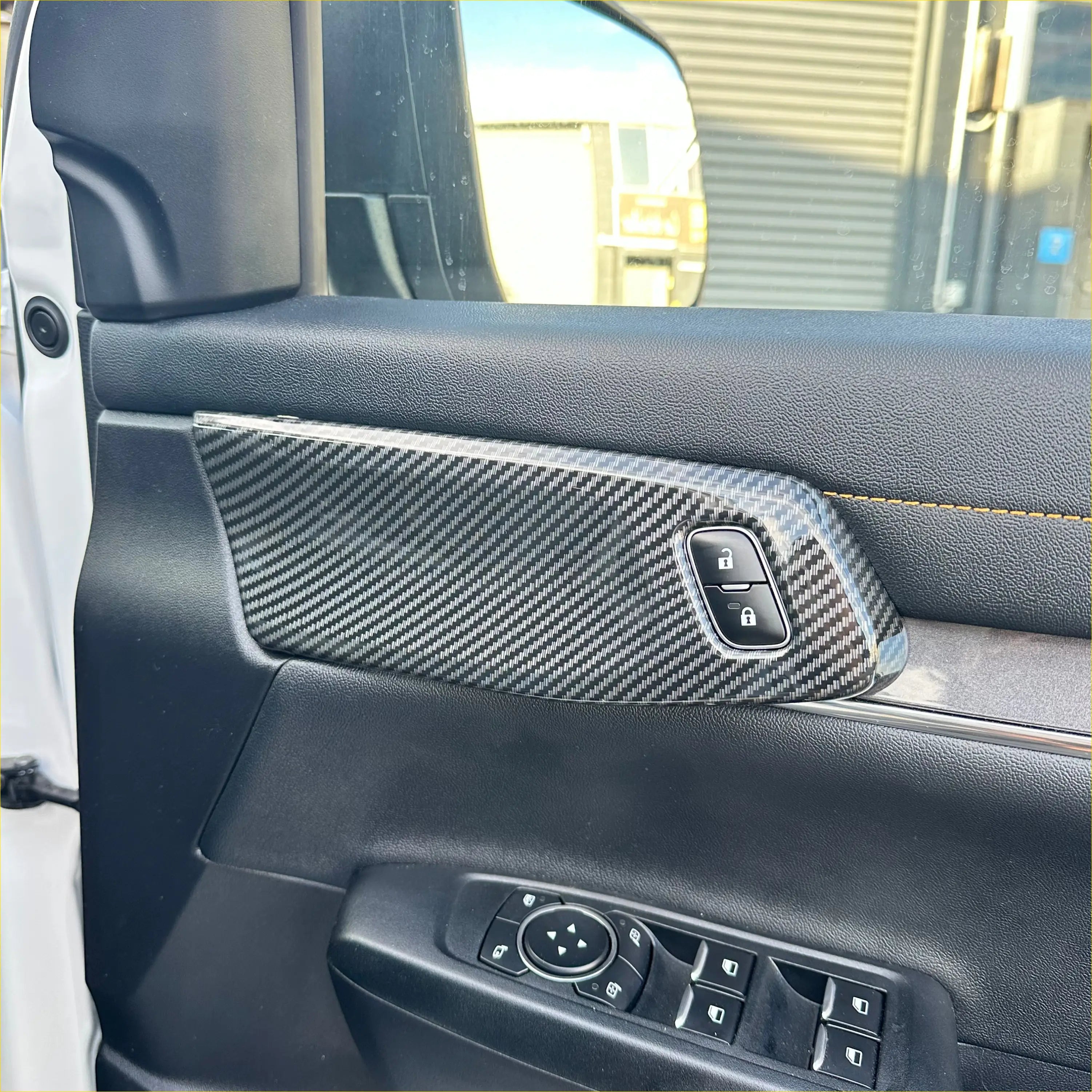 Carbon Fiber Interior Front Door Panel Trim Cover for Ford Ranger