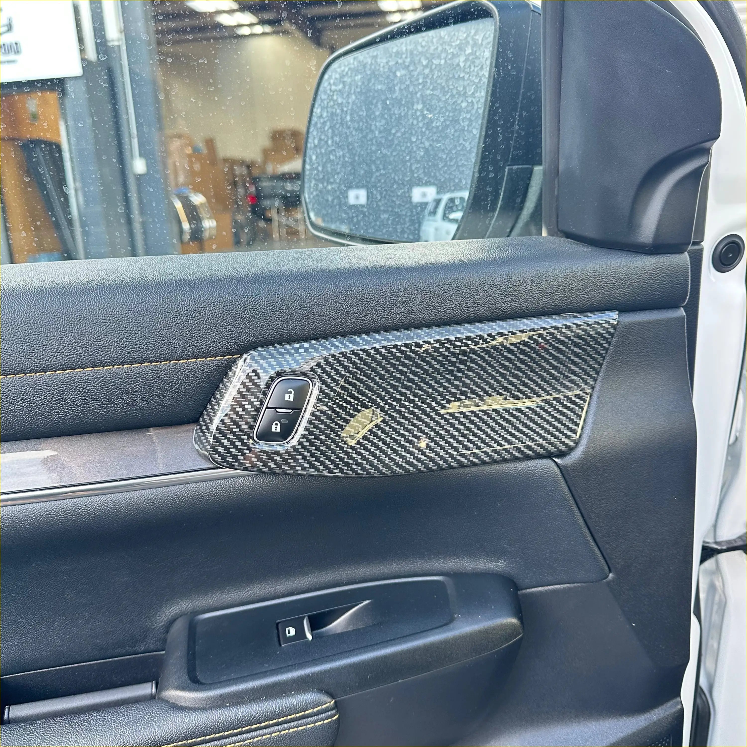 Carbon Fiber Interior Front Door Panel Trim Cover for Ford Ranger
