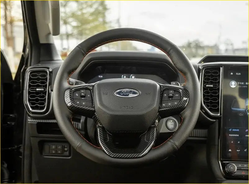 Carbon Fiber Interior Steering Wheel Trim Cover for Ford Ranger 2022+