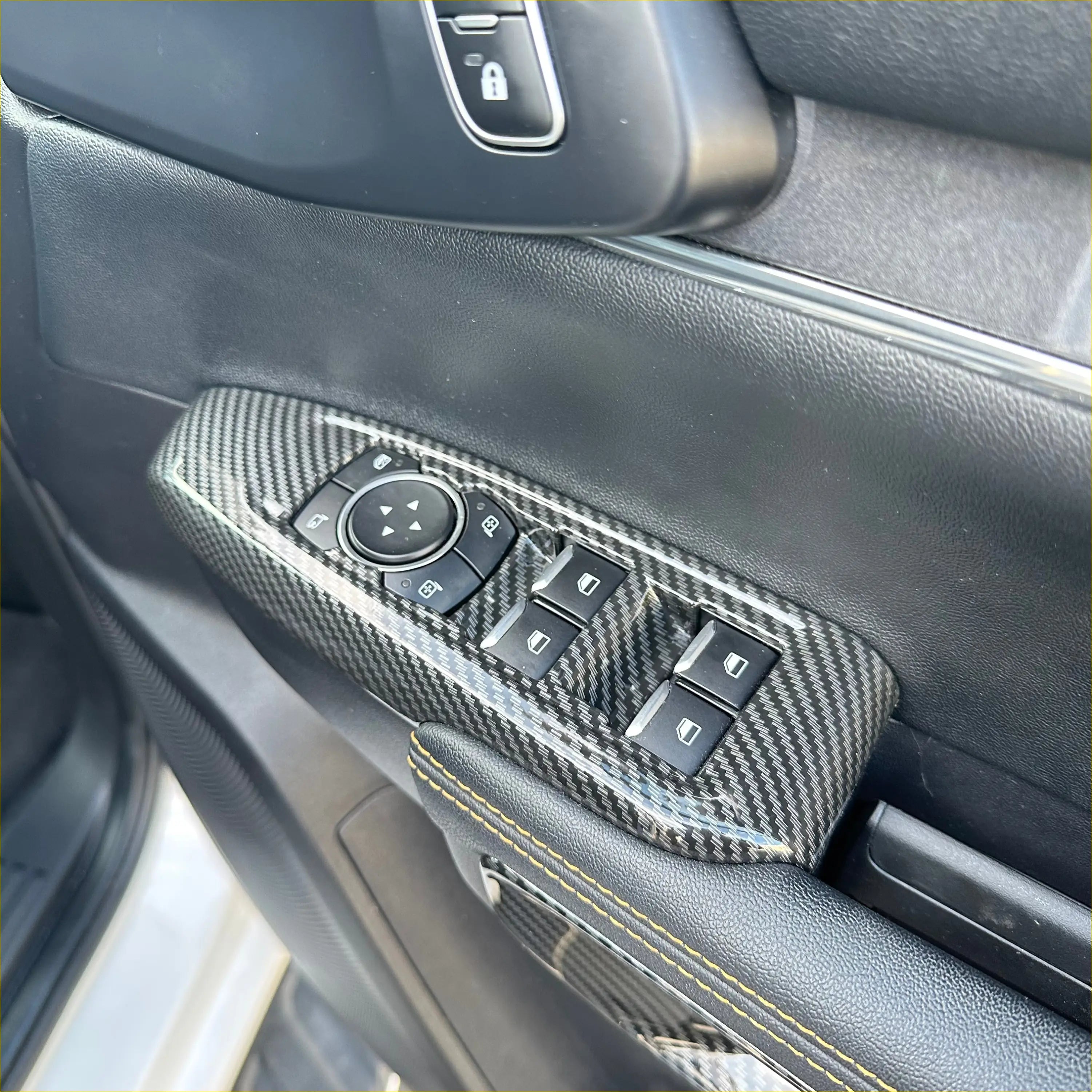 Carbon Fiber Interior Window Lift Swith Button Panel Trim Cover