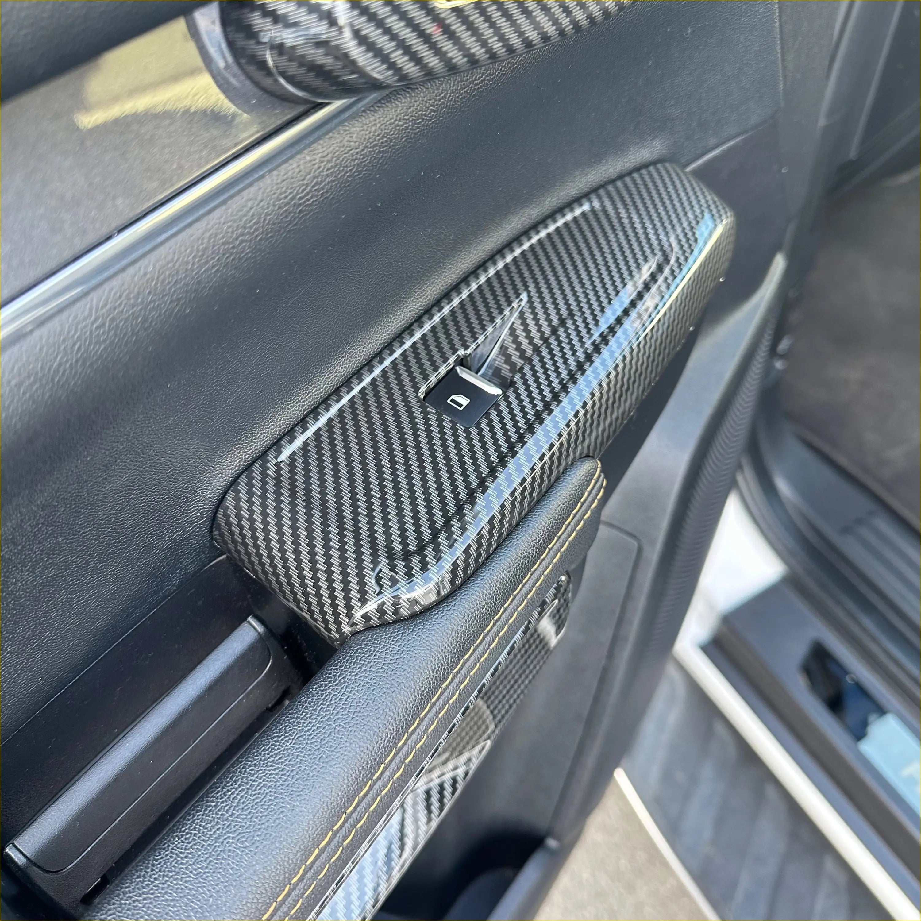 Carbon Fiber Interior Window Lift Swith Button Panel Trim Cover