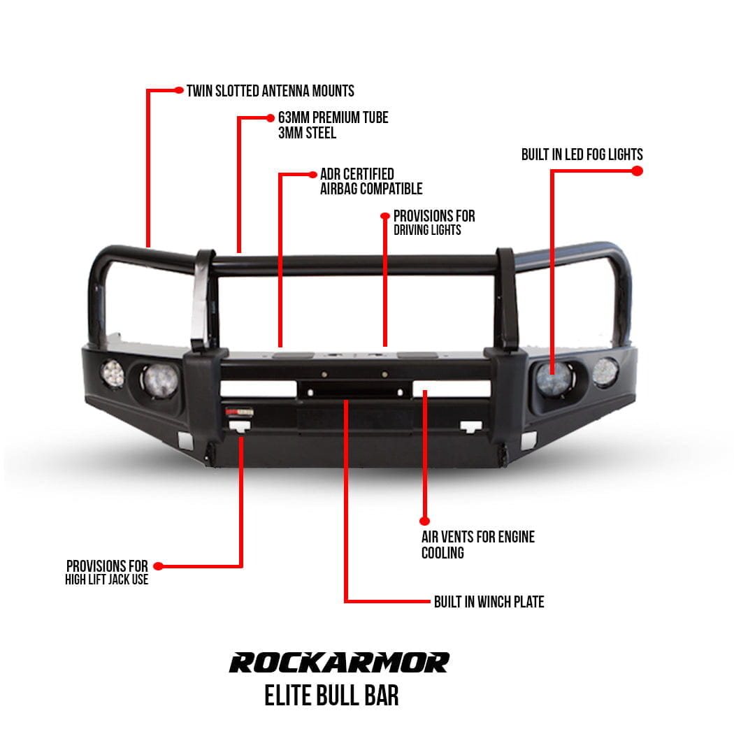 Rockarmor Elite Hoop Steel Bullbar - Toyota Hilux N80 2015-2020 (Full Bar Replacement)