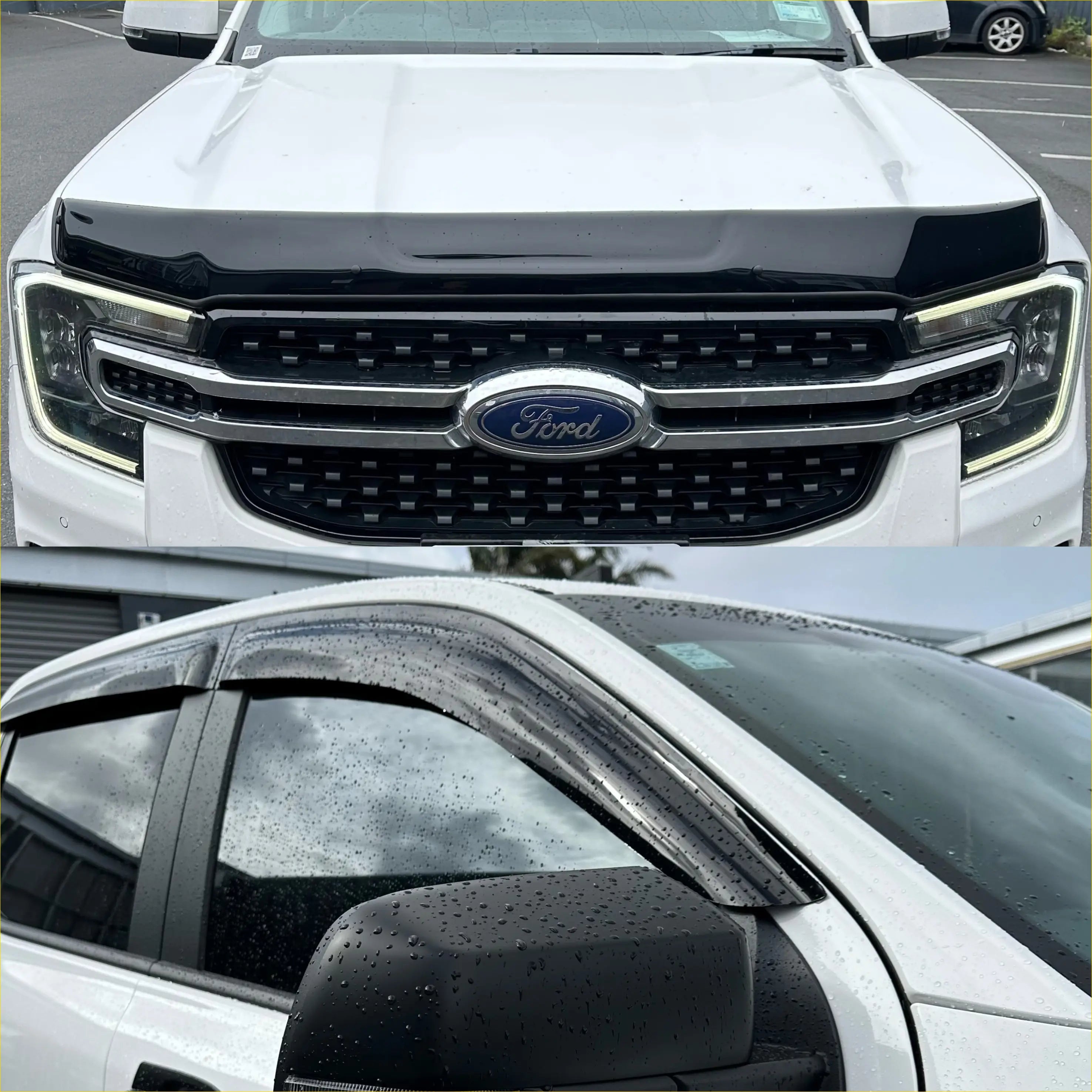 Monsoon and Bonnet Guard Ford Ranger 2022+ New Aftermarket - Door Visor &