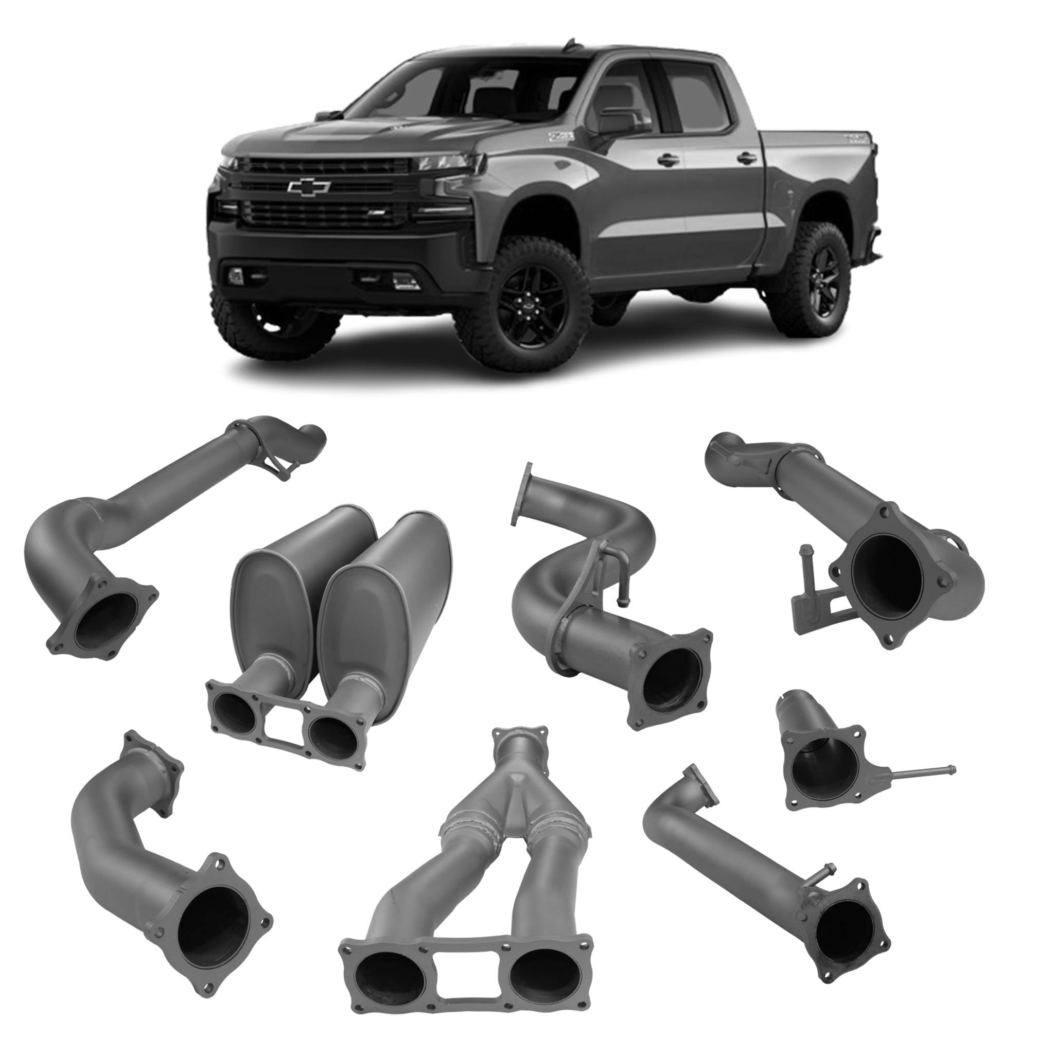 Redback 4x4 Exhaust System for Chevrolet Silverado 1500 with Antidrone Mufflers (03/2020 - on) - Centre Muffler Only