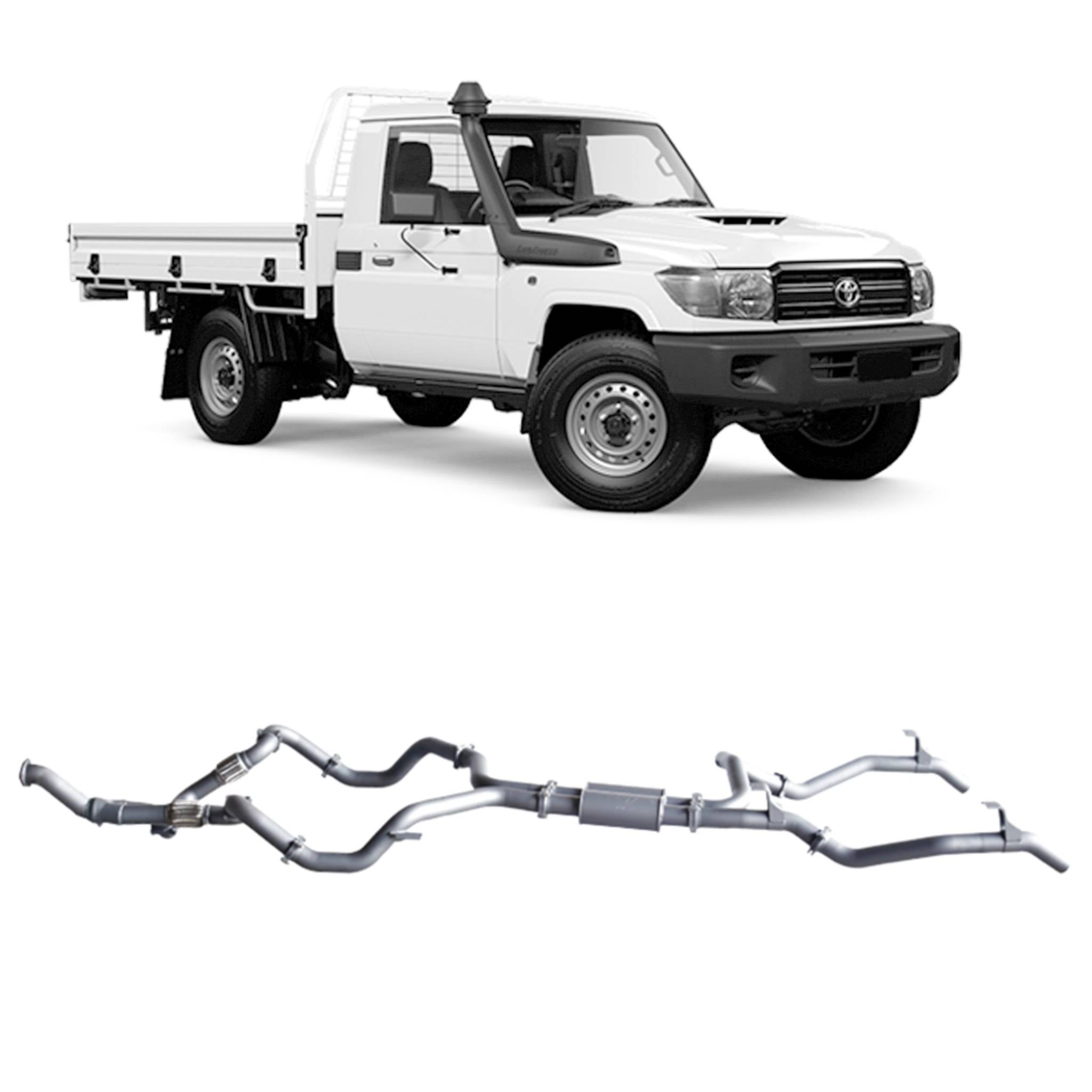 Redback 4x4 Extreme Duty Twin Exhaust for Toyota Landcruiser (01/2007 - 10/2016) - Without Cat / Resonator (Medium)