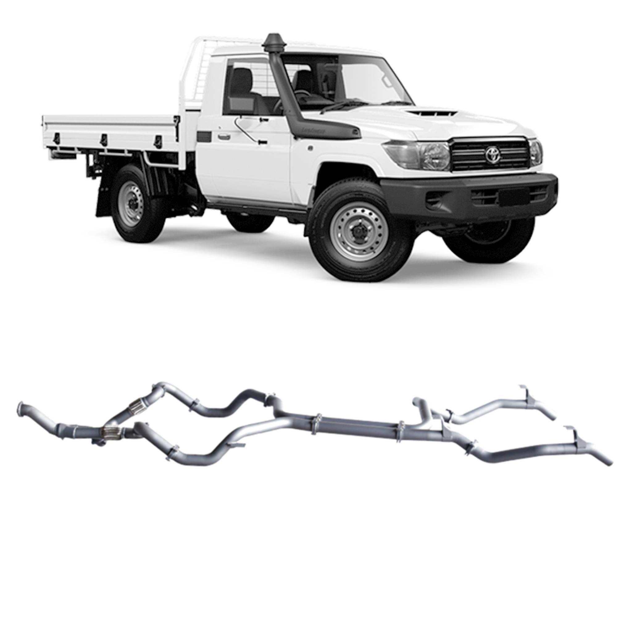 Redback 4x4 Extreme Duty Twin Exhaust for Toyota Landcruiser (01/2007 - 10/2016) - Without Cat / Pipe Only (Loud) - 4x4