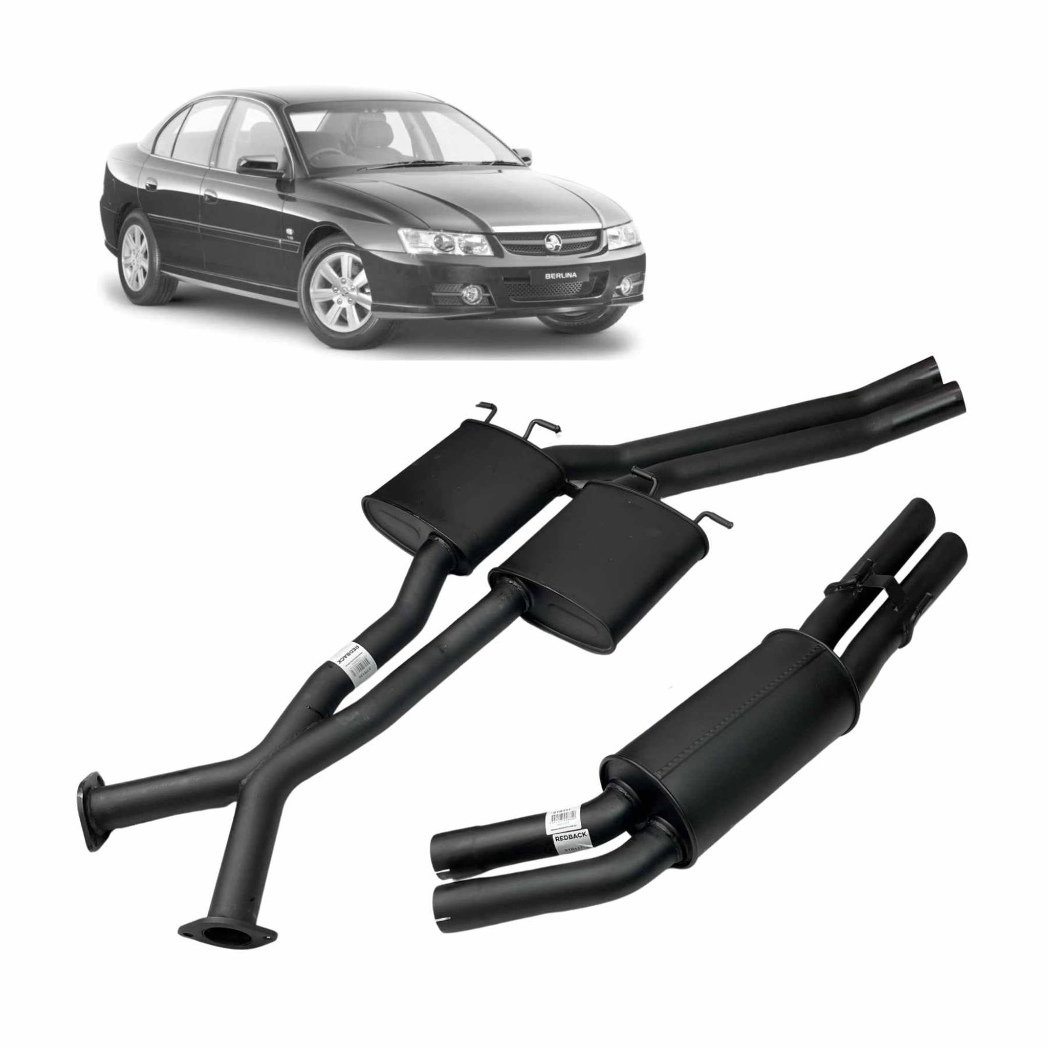 Redback Dual 2.5’’ Catback Exhaust for Holden Commodore VX VT VY VZ V8 LS1 5.7L And Supercharged V6 Sedan - With Centre