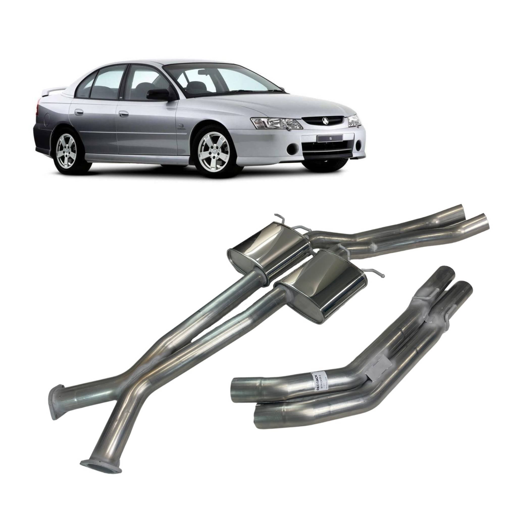 Redback Dual 3’’ Catback Exhaust without Rear Muffler for Holden Commodore Sedan VT-VZ (1997 - 2007) - Performance