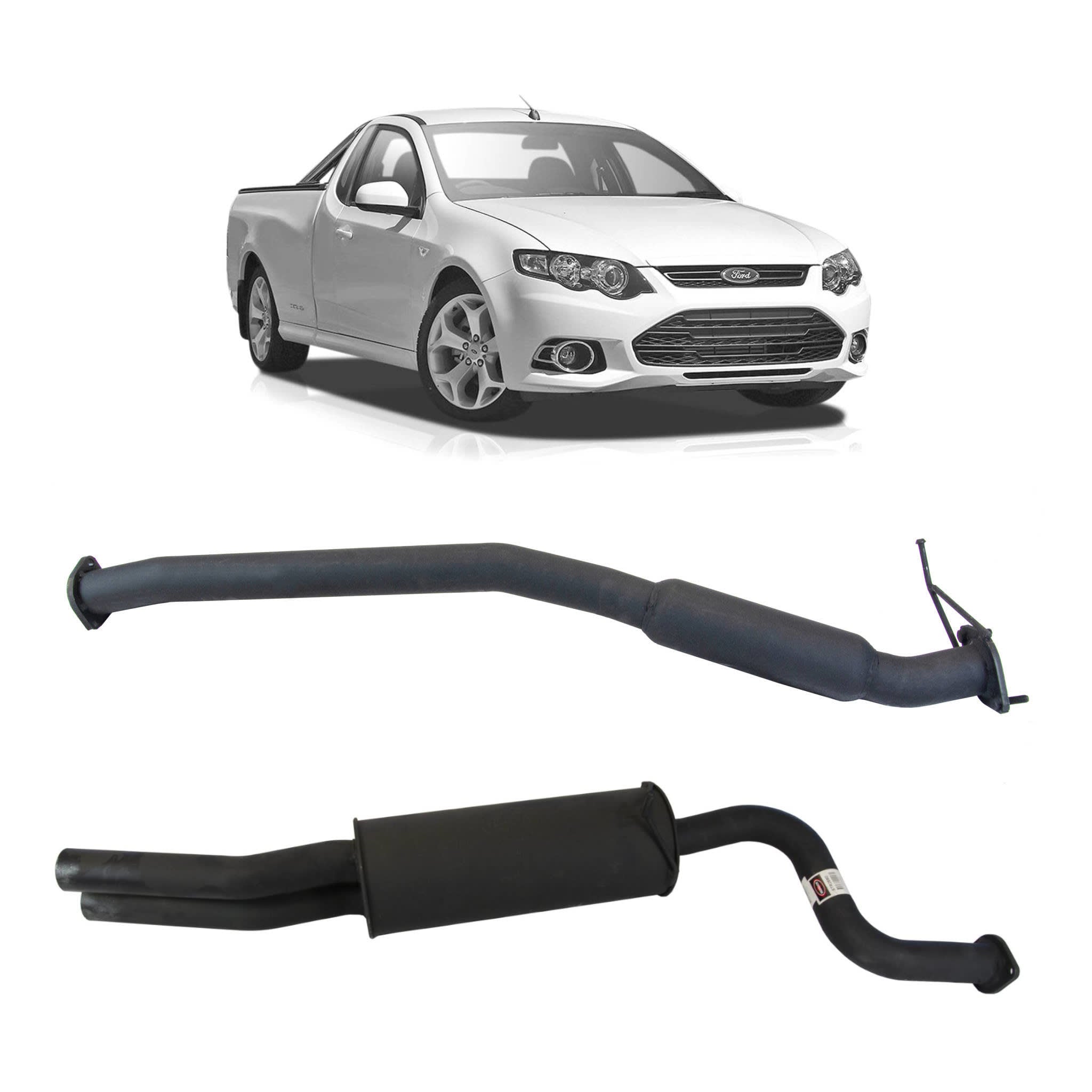 Redback Exhaust 2.5’’ System with Hotdog Centre for Ford FG Falcon Ute (02/2008 - 12/2014) - Hotdog Centre