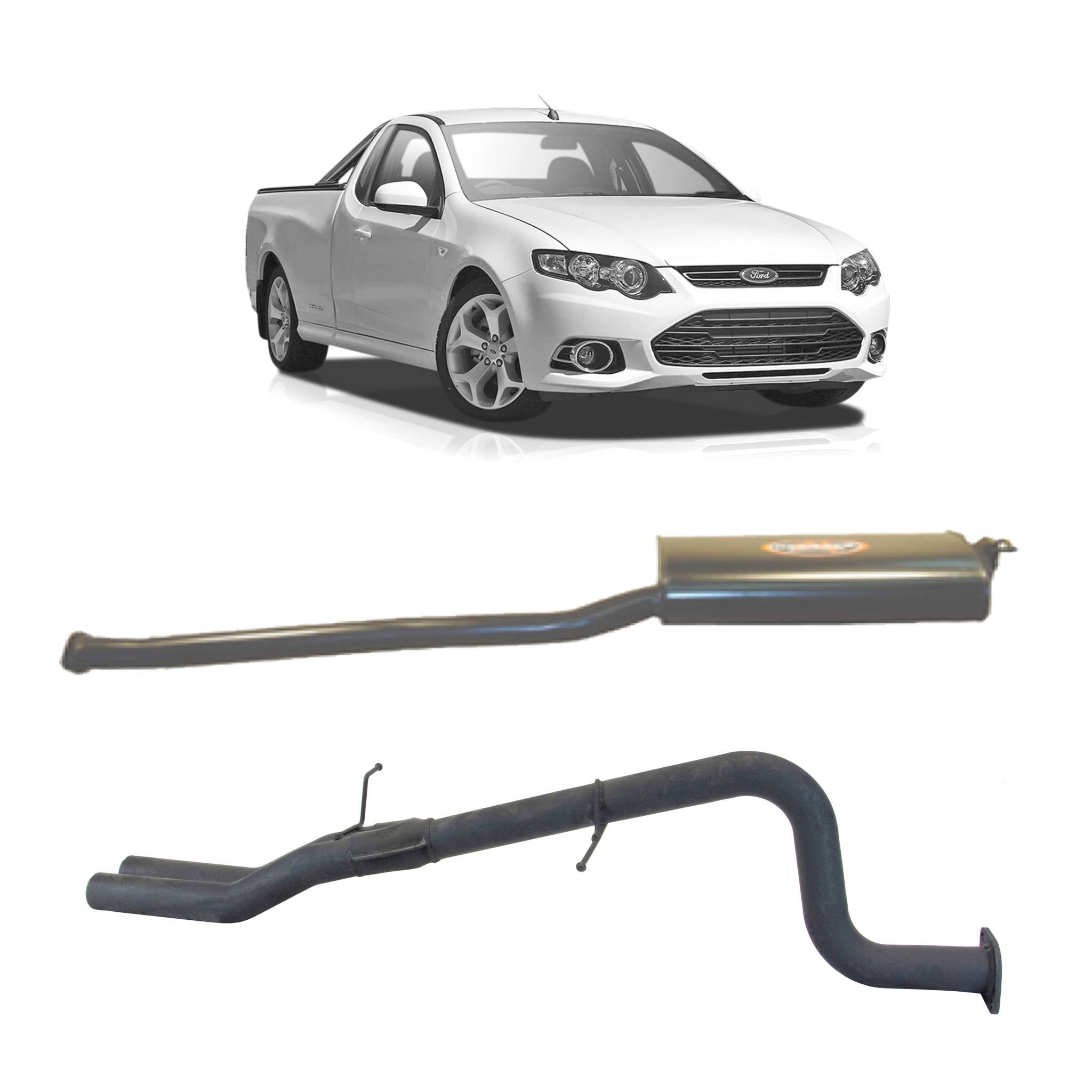 Redback Exhaust 2.5’’ System with Muffler Centre and Rear Muffler Delete for Ford Falcon FG Ute (02/2008 - 12/2014)