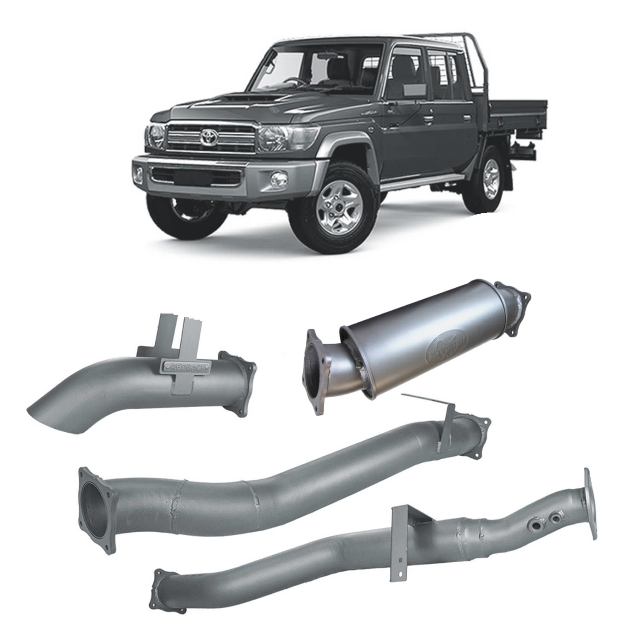 Redback Extreme Duty 4’’ DPF Back Exhaust for Toyota Landcruiser 79 Series Dual Cab - With Resonator - 4x4 Performance