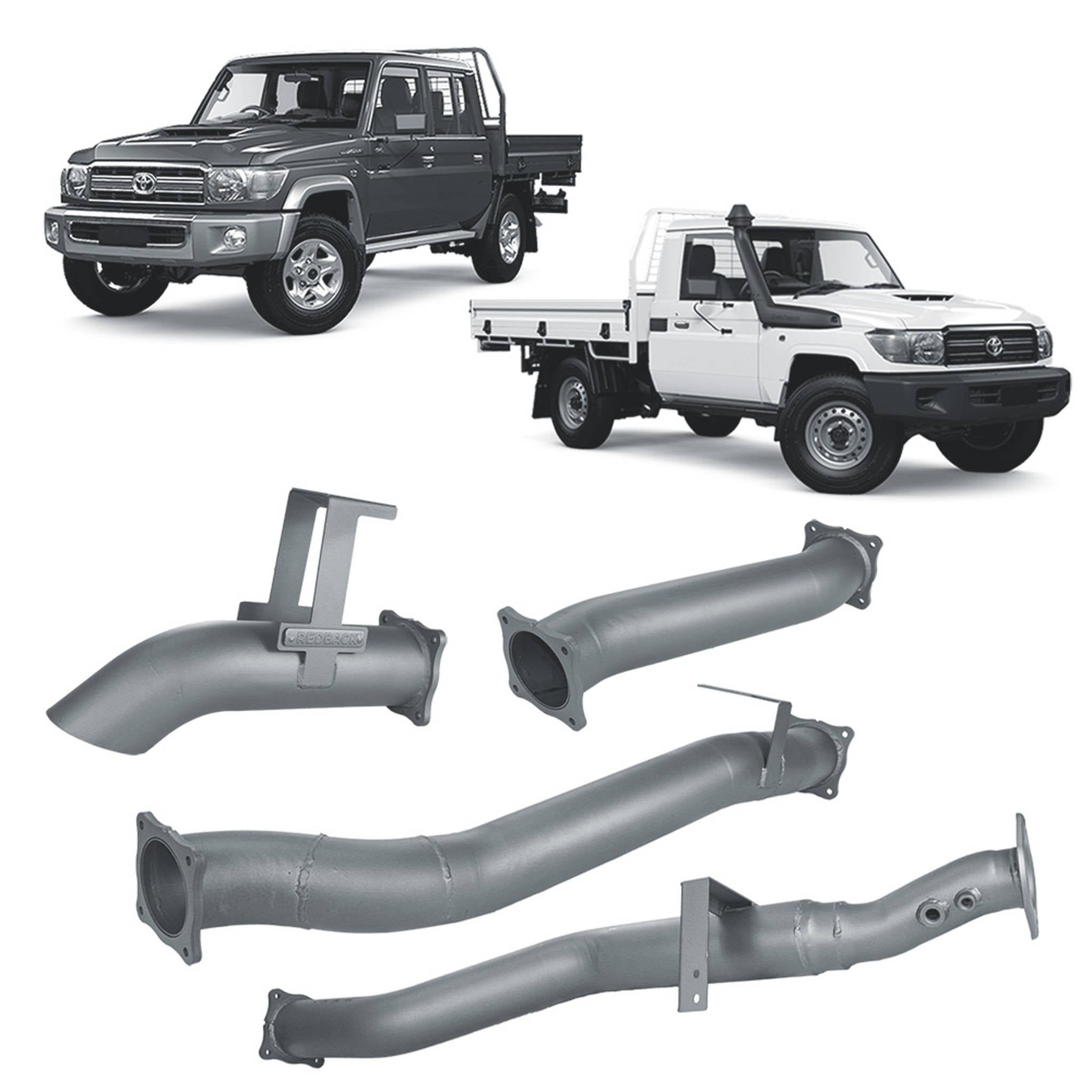 Redback Extreme Duty 4’’ Exhaust Turbo Back Kit for Toyota Landcruiser 79 Series (2016 - on) - Pipe Only (Loud) - 4x4