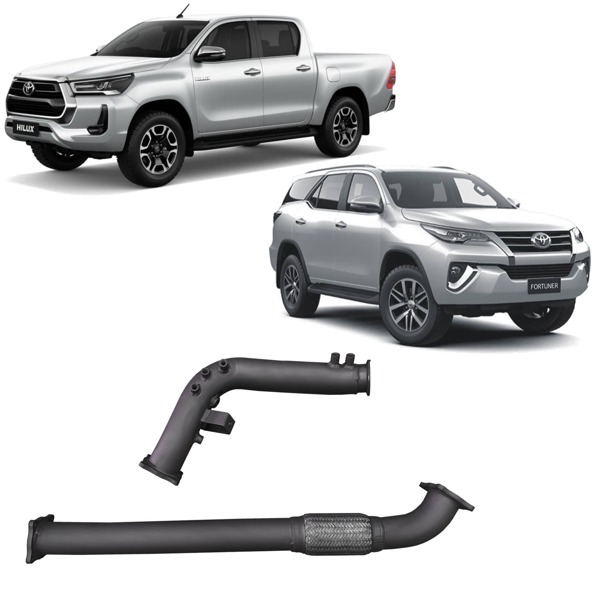 Redback Extreme Duty Exhaust DPF Adaptor Kit for Toyota Hilux / Fortuner (07/2015 - on) - Without Cat - 4x4 DPF Adapter