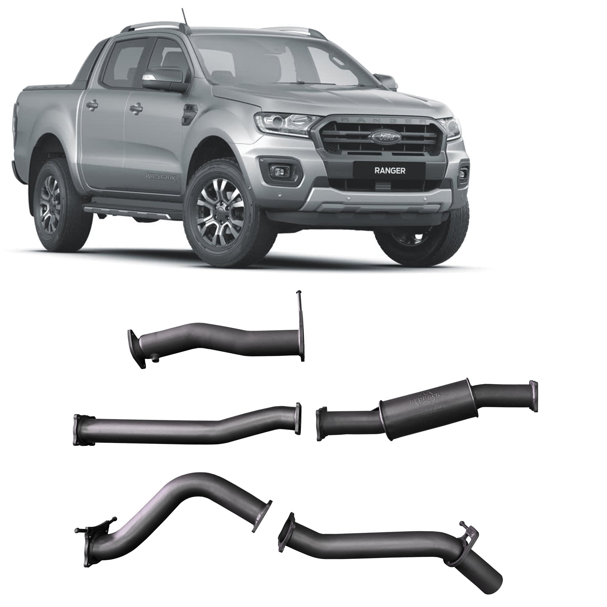 Redback Extreme Duty Exhaust for Ford Ranger 3.2L (07/2016 - 05/2022) - Resonator (Medium) - 4x4 Performance System