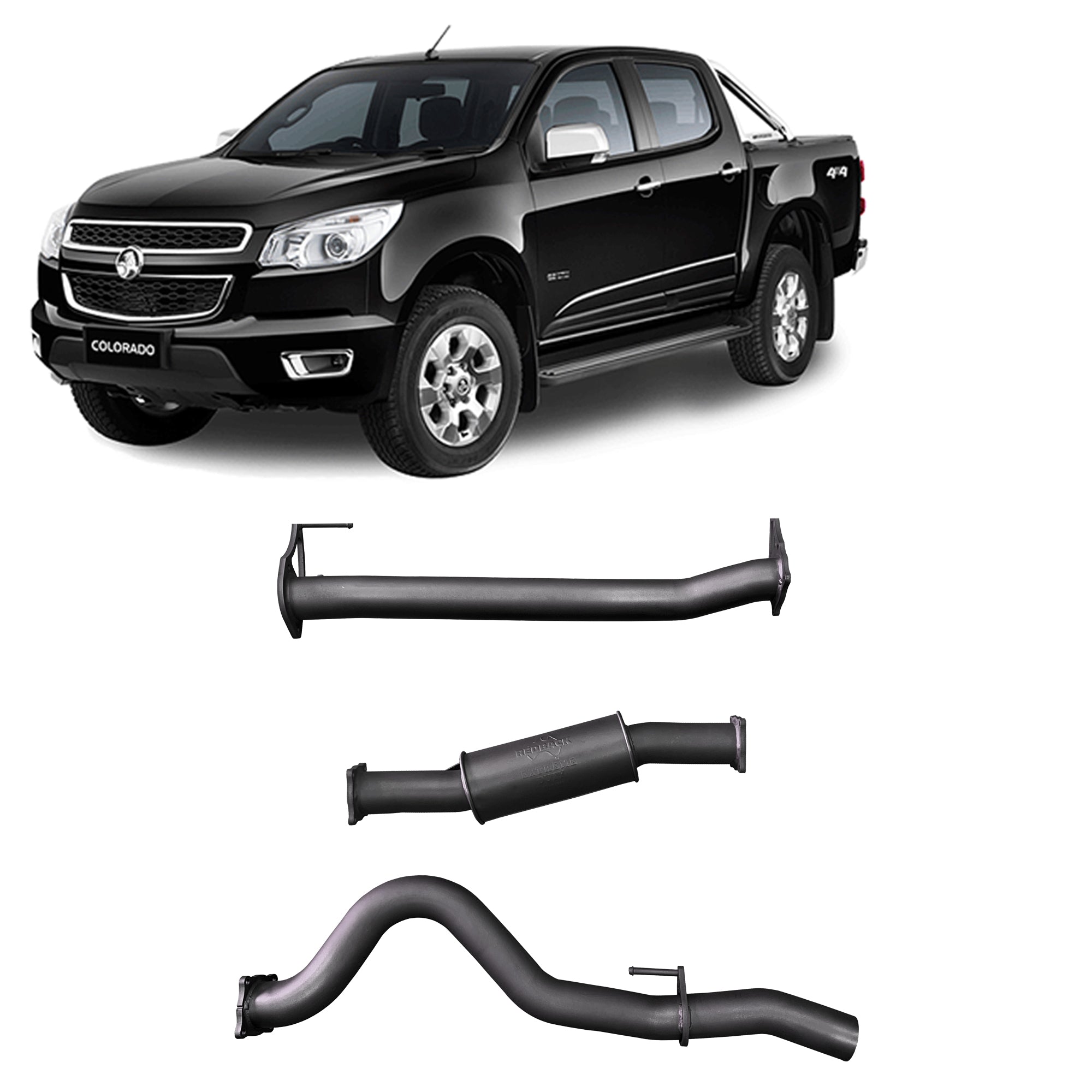 Redback Extreme Duty Exhaust for Holden Colorado RG 2.8L (09/2016 - on) - Resonator (Medium) - 4x4 Performance System