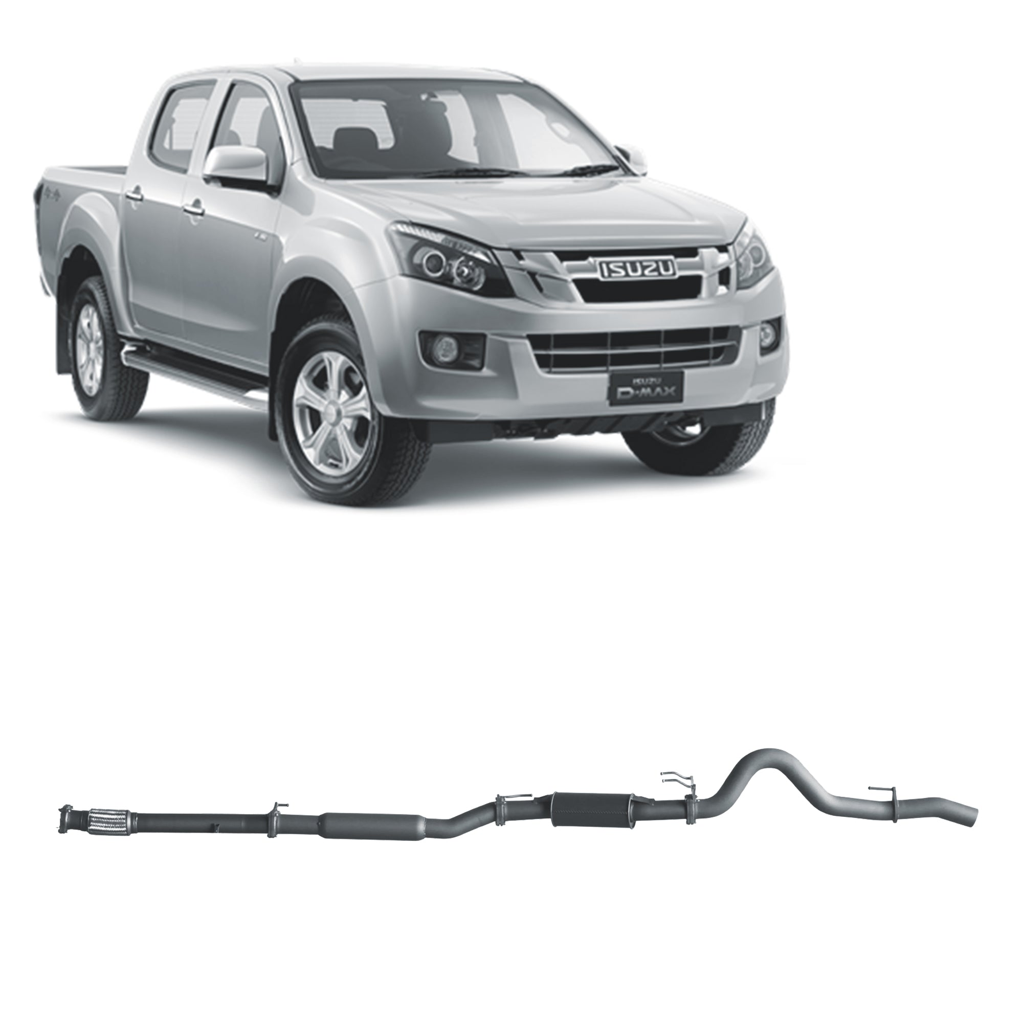 Redback Extreme Duty Exhaust for Isuzu D-MAX (02/2017 - 10/2020) - Resonator (Medium) - 4x4 Performance System