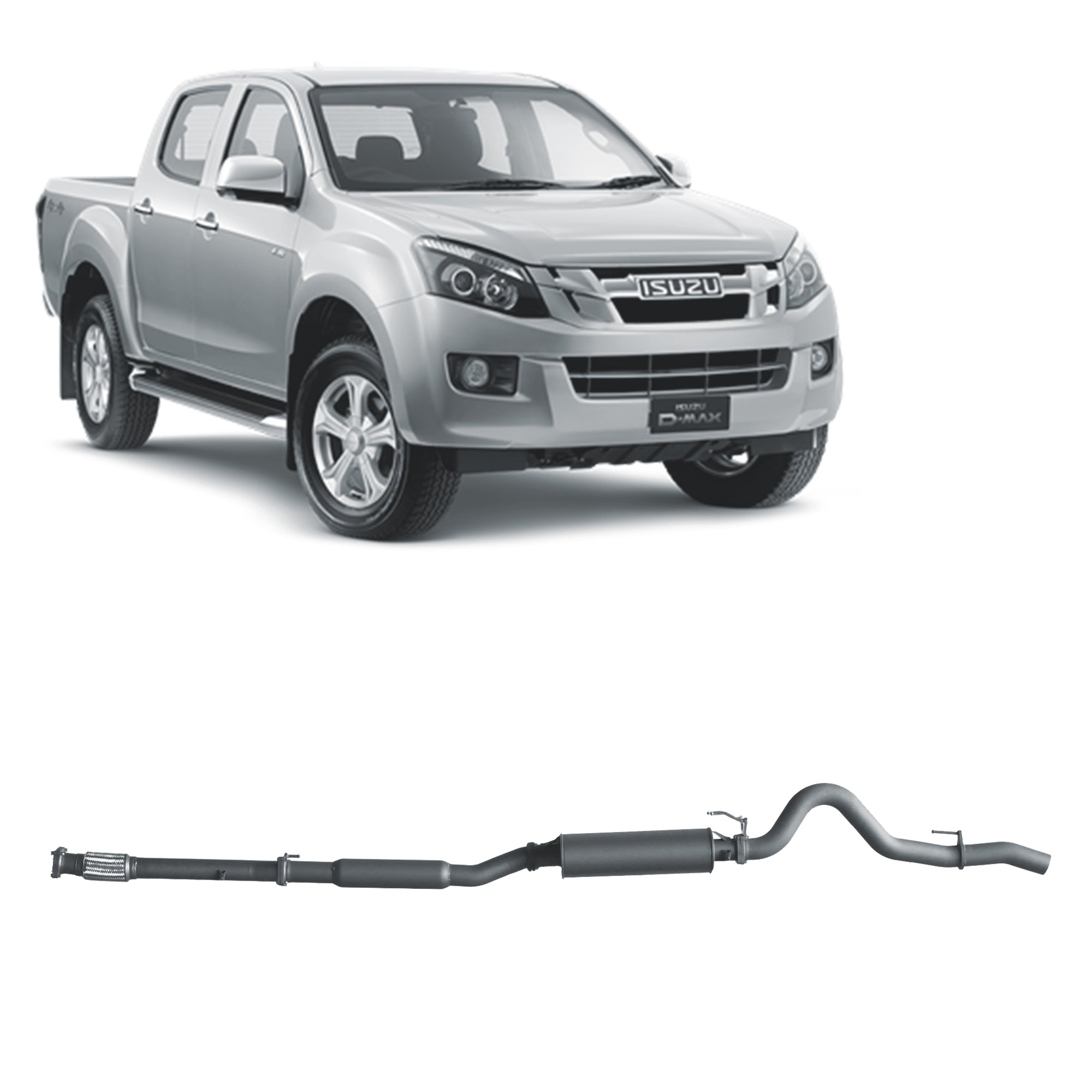 Redback Extreme Duty Exhaust for Isuzu D-MAX (02/2017 - 10/2020) - Large Muffler (Quiet) - 4x4 Performance System