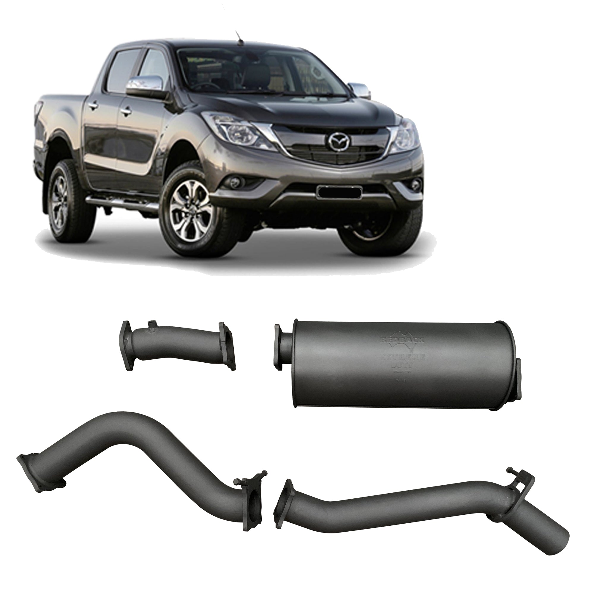 Redback Extreme Duty Exhaust for Mazda BT-50 (07/2016 - 09/2020) - Large Muffler (Quiet) - 4x4 Performance System