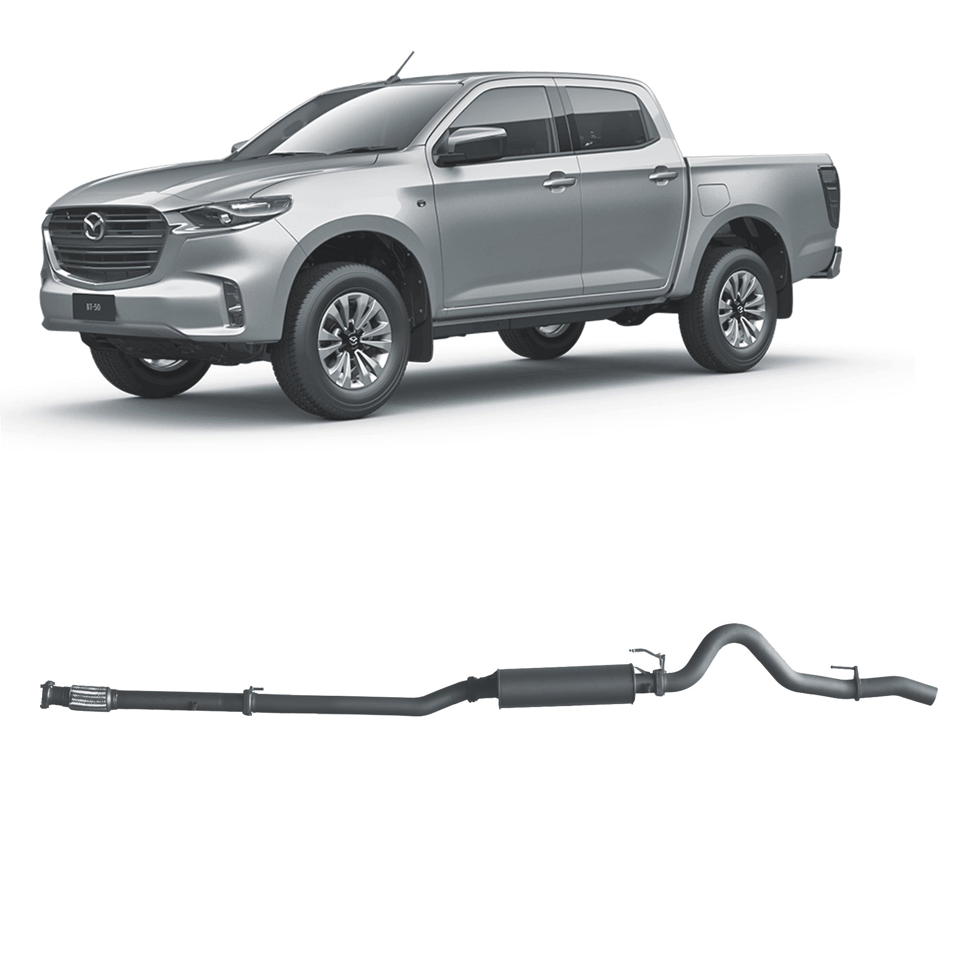 Redback Extreme Duty Exhaust for Mazda BT-50 (08/2020 - on) - Large Muffler (Quiet) - 4x4 Performance System