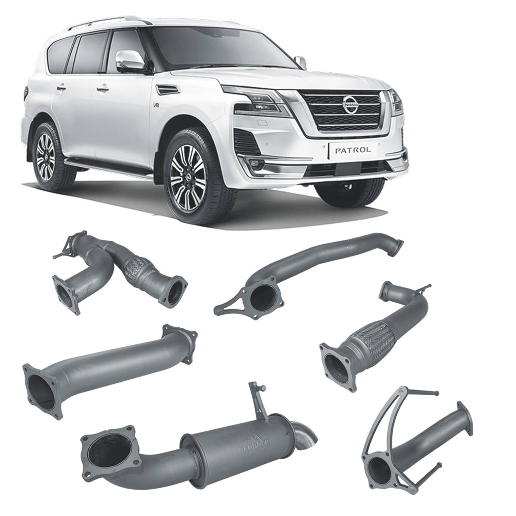 Redback Extreme Duty Exhaust for Nissan Patrol Y62 (02/2013 - on) - Pipe Only (Loud) - 4x4 Performance System
