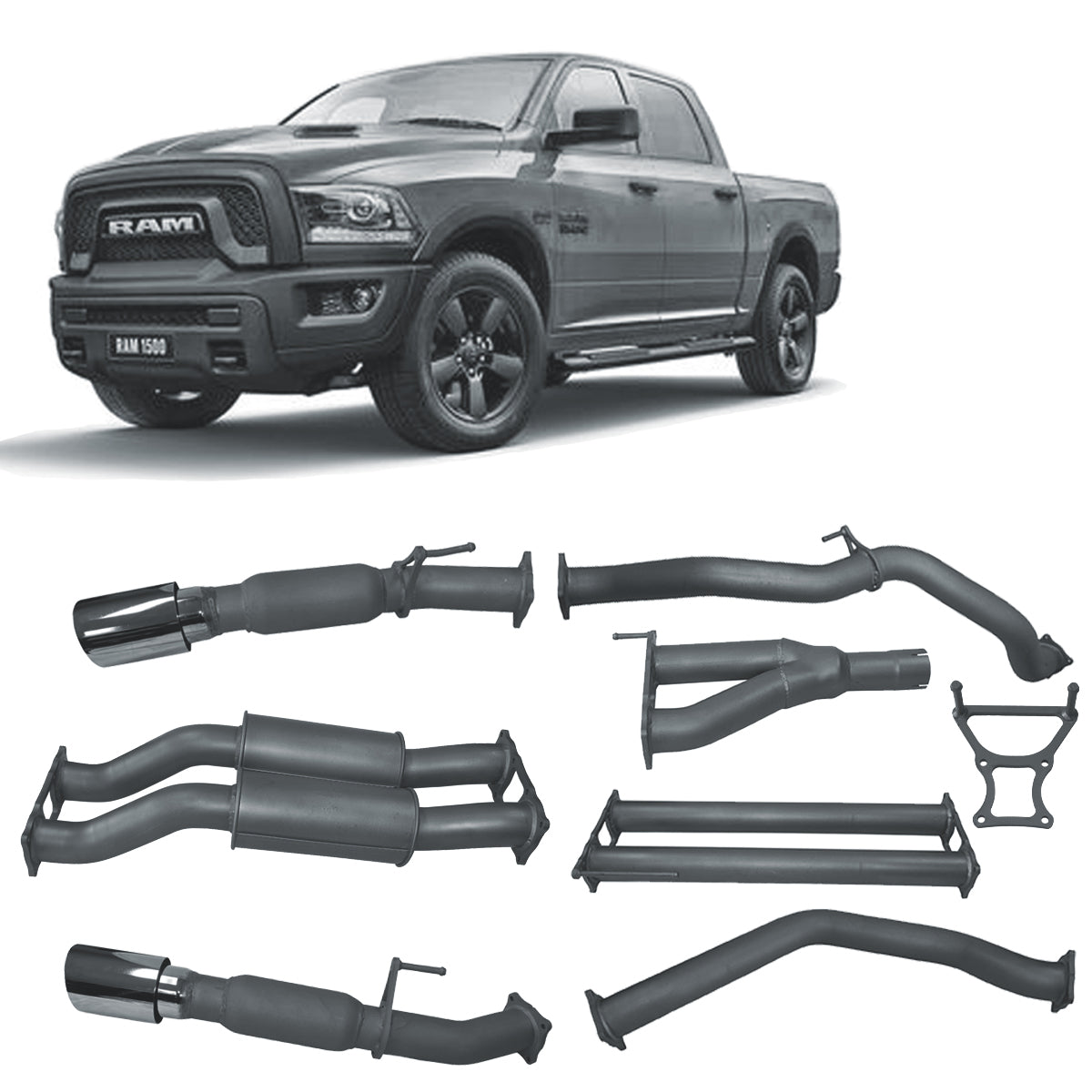 Redback Extreme Duty Exhaust for RAM 1500 5.7L V8 DS Series (12/2018 - on) - Resonator (Medium) - 4x4 Performance System