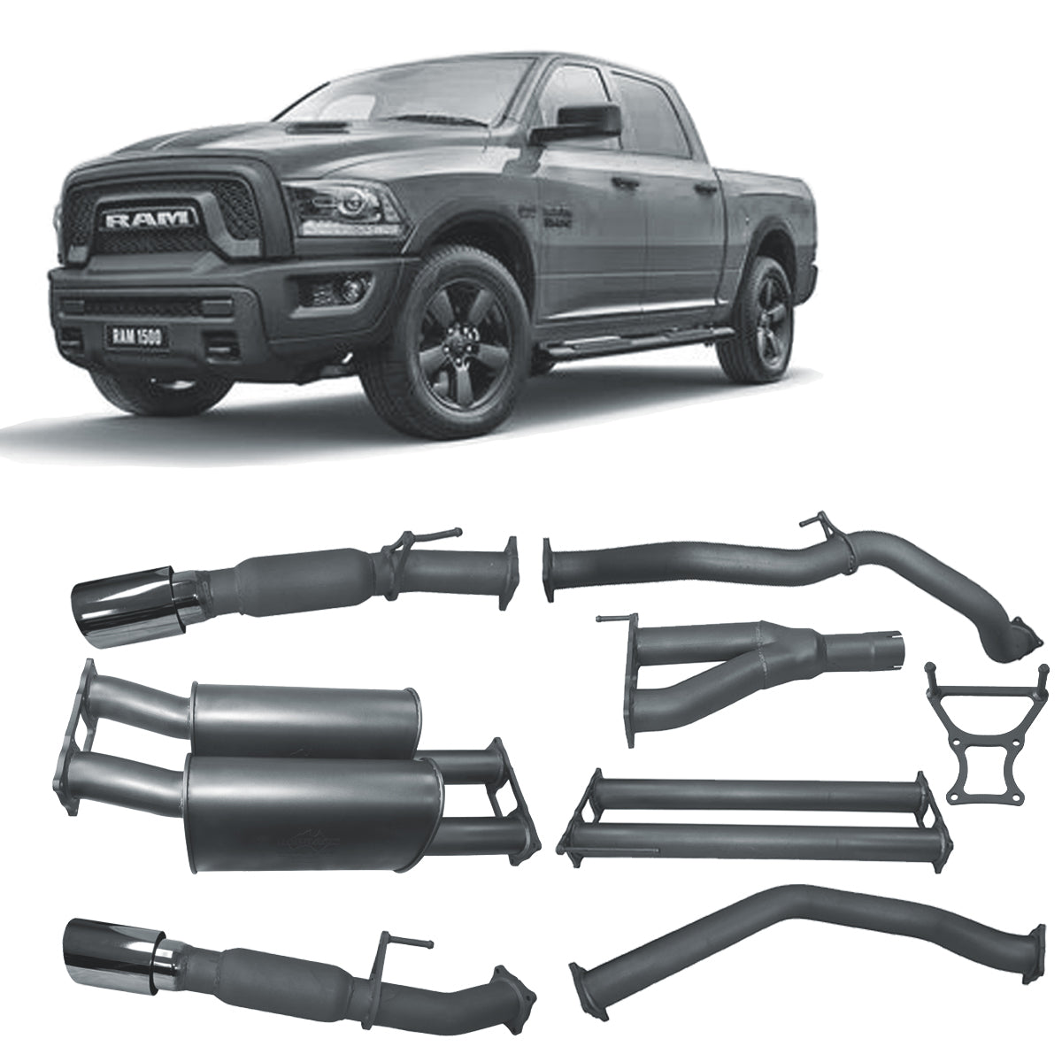 Redback Extreme Duty Exhaust for RAM 1500 5.7L V8 DS Series (12/2018 - on) - Large Muffler (Quiet) - 4x4 Performance