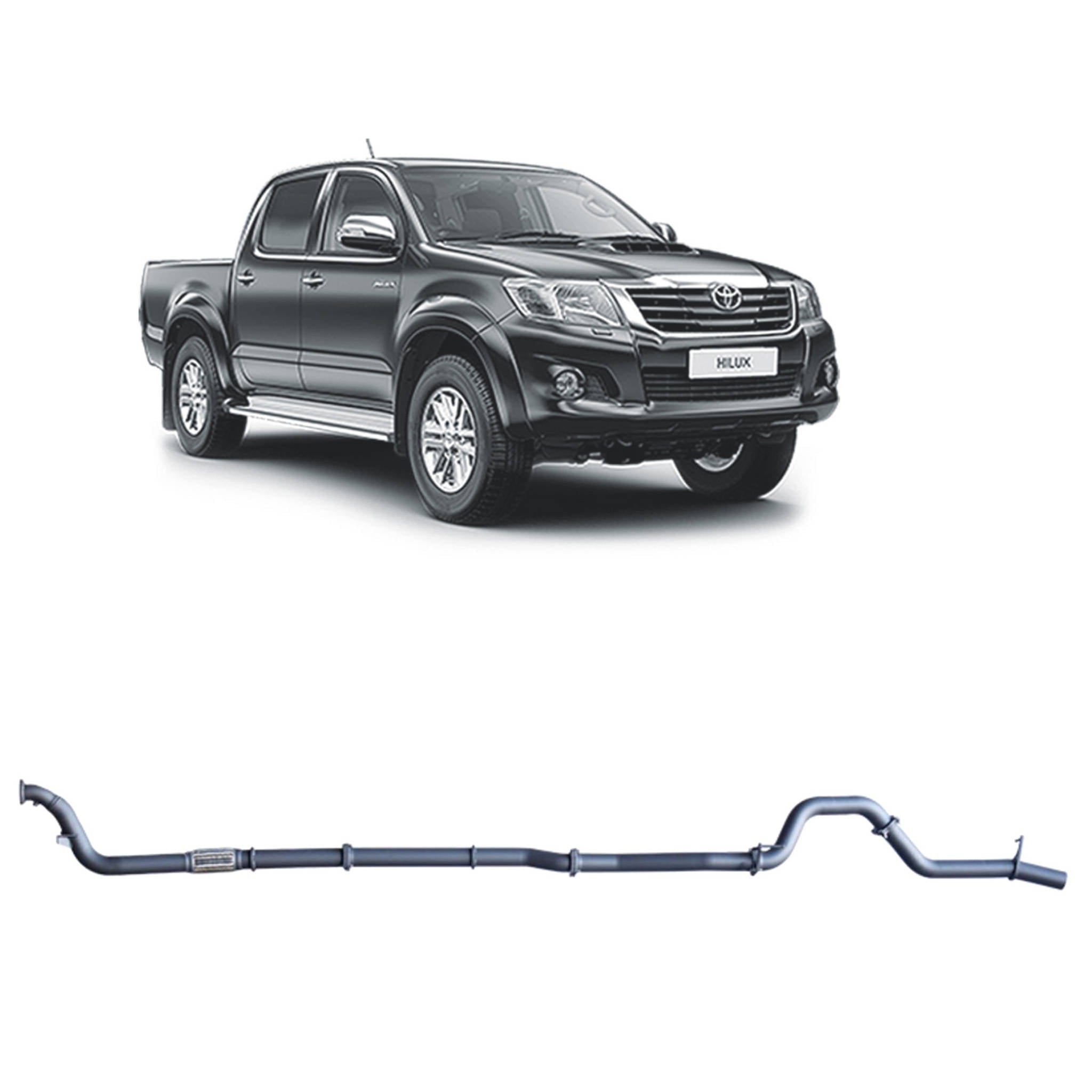 Redback Extreme Duty Exhaust for Toyota Hilux 3.0L D4D (02/2005 - 10/2015) - Without Cat / Pipe Only (Loud) - 4x4